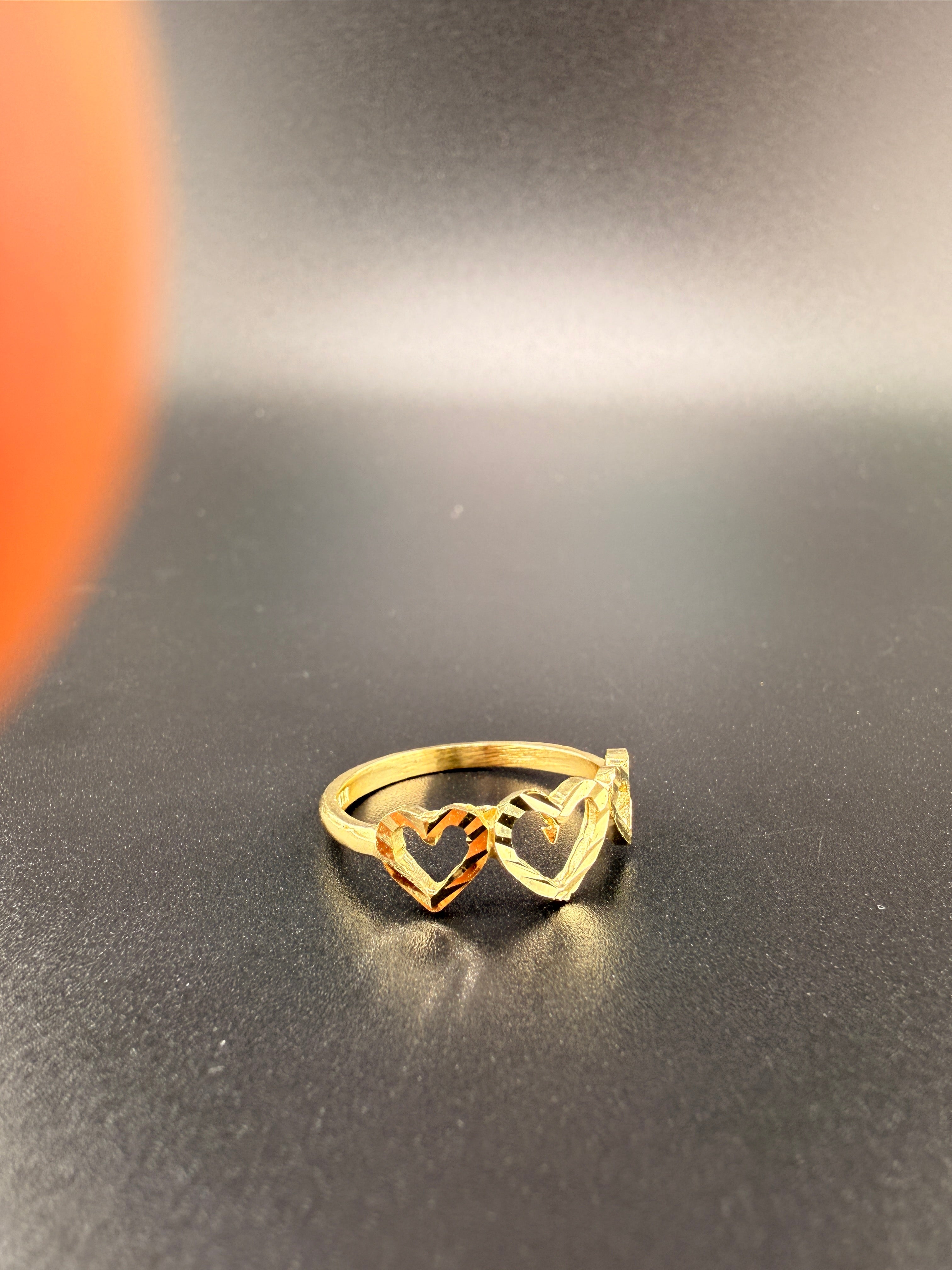 10K Gold 3 Heart Women’s Ring – Size 7 | 1.6g Solid Gold Love Ring | Jewelry Connect