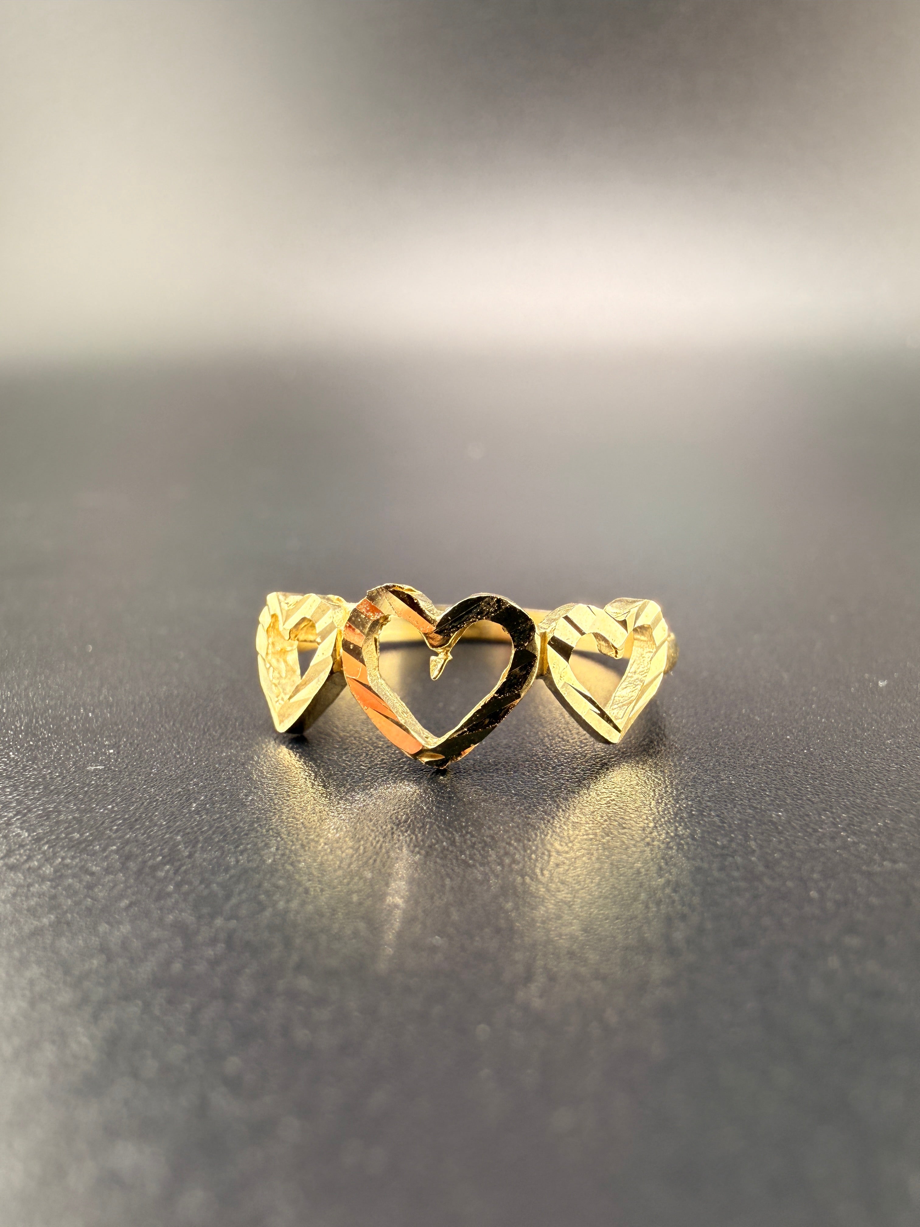 10K Gold 3 Heart Women’s Ring – Size 7 | 1.6g Solid Gold Love Ring | Jewelry Connect