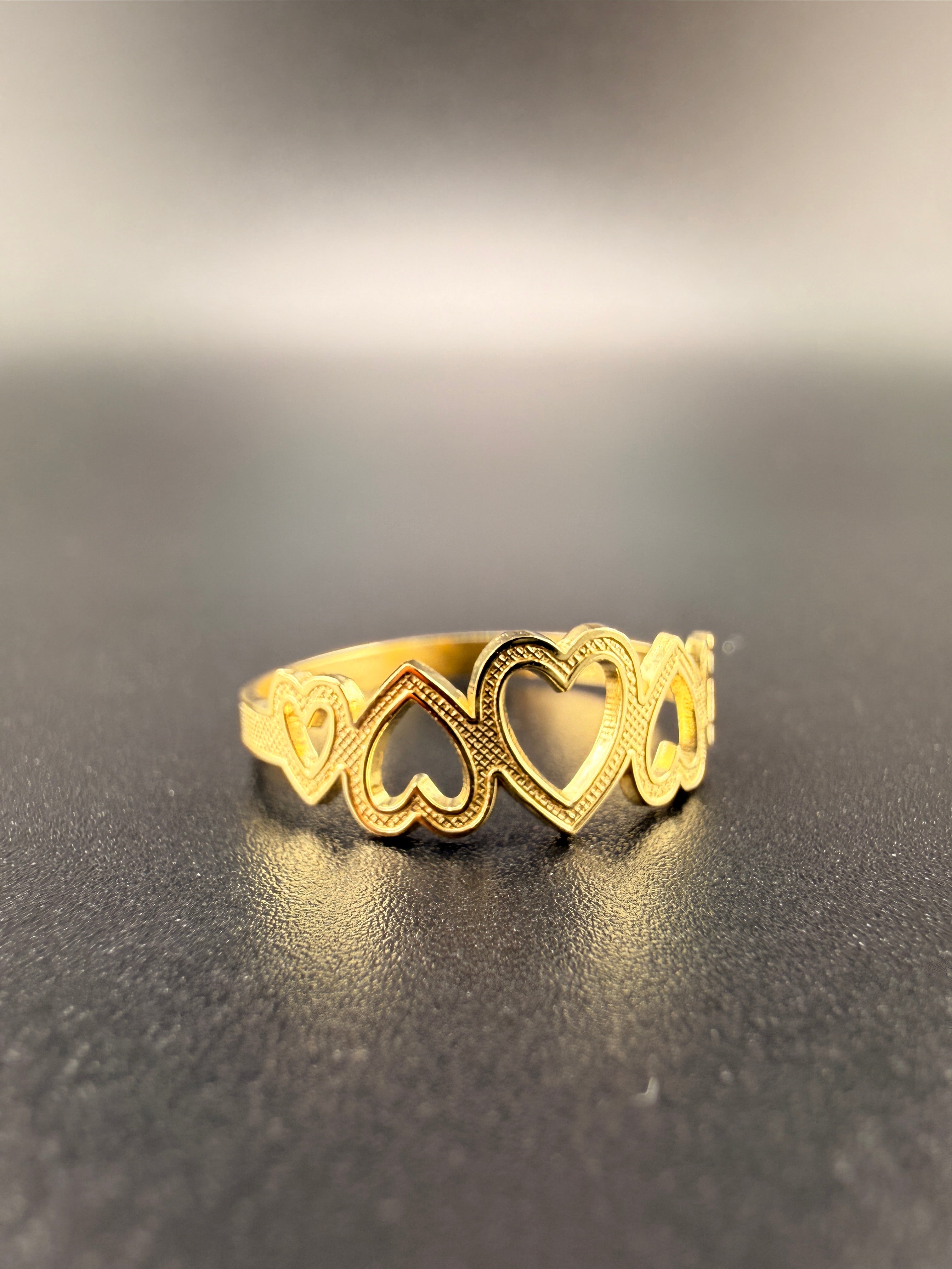 5 Heart Women's Ring – 10K Yellow Gold Love Ring (1.1g) | Size 7 | Wholesale Price