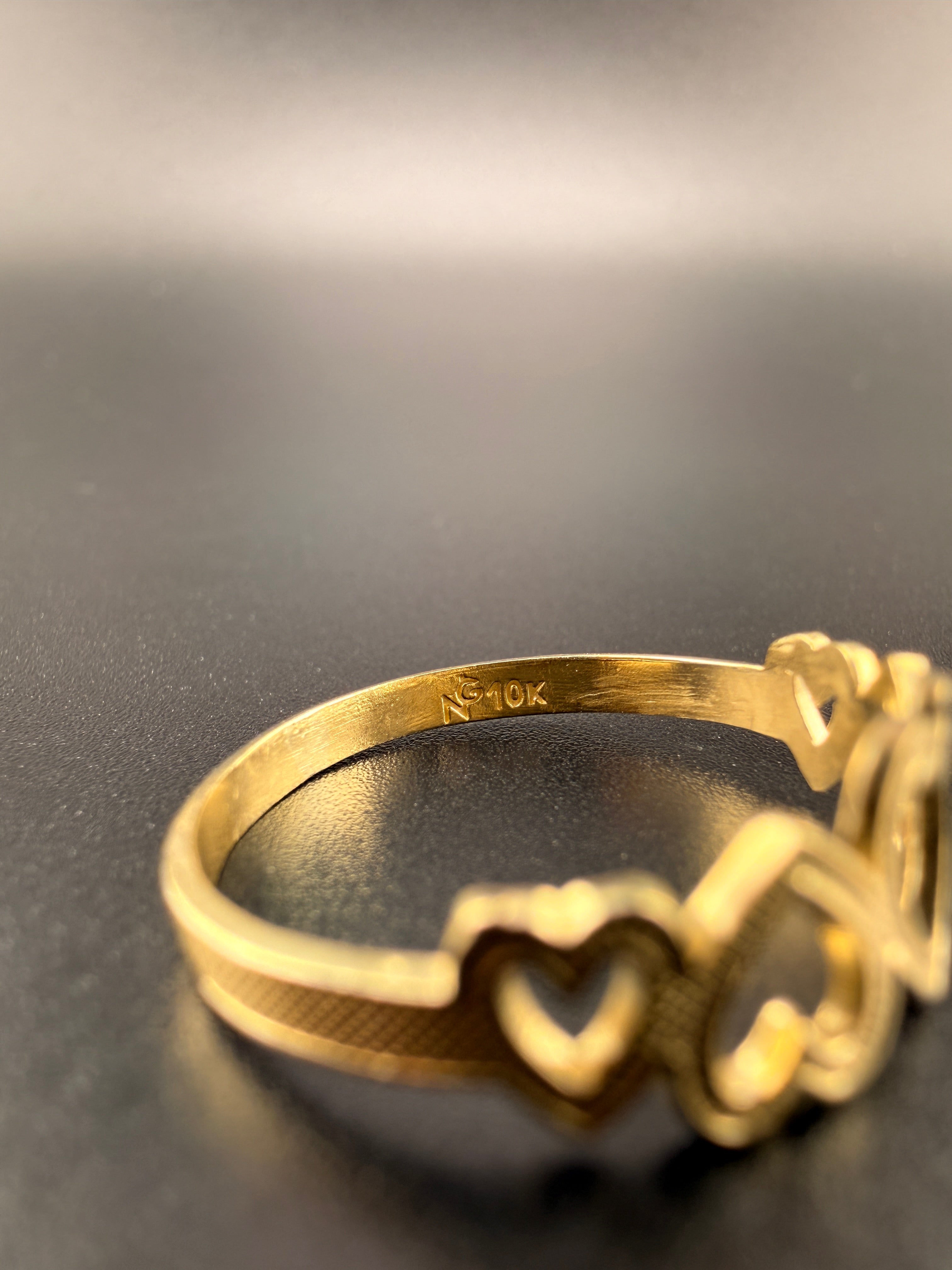 5 Heart Women's Ring – 10K Yellow Gold Love Ring (1.1g) | Size 7 | Wholesale Price