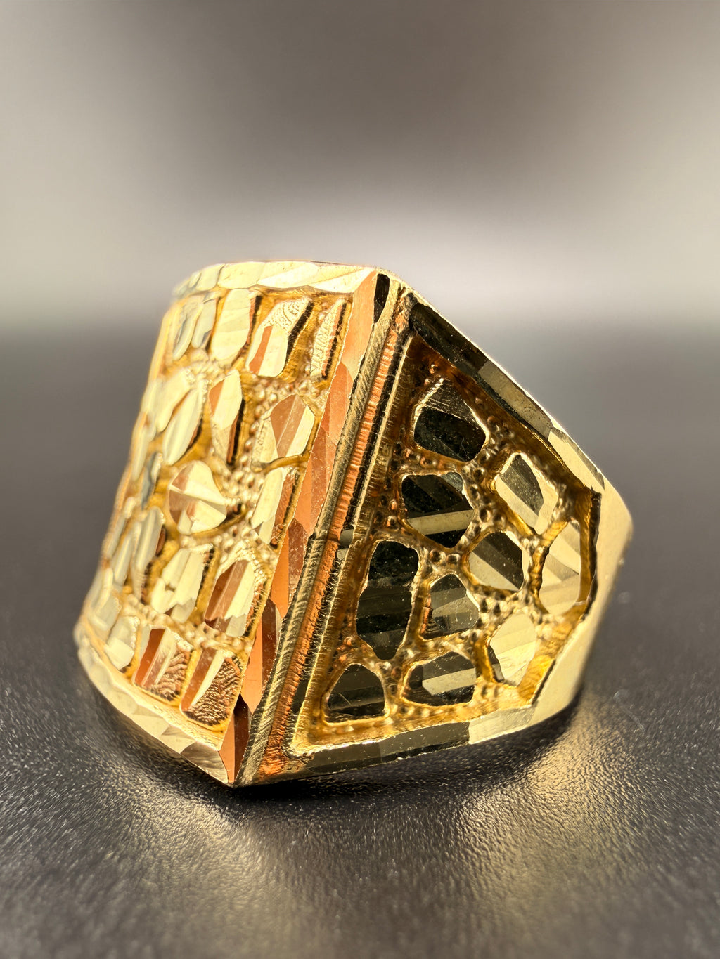 Men’s 10K Gold Nugget Ring – 6.9 Grams Solid Gold - Size 11  | Wholesale Price | Jewelry Connect