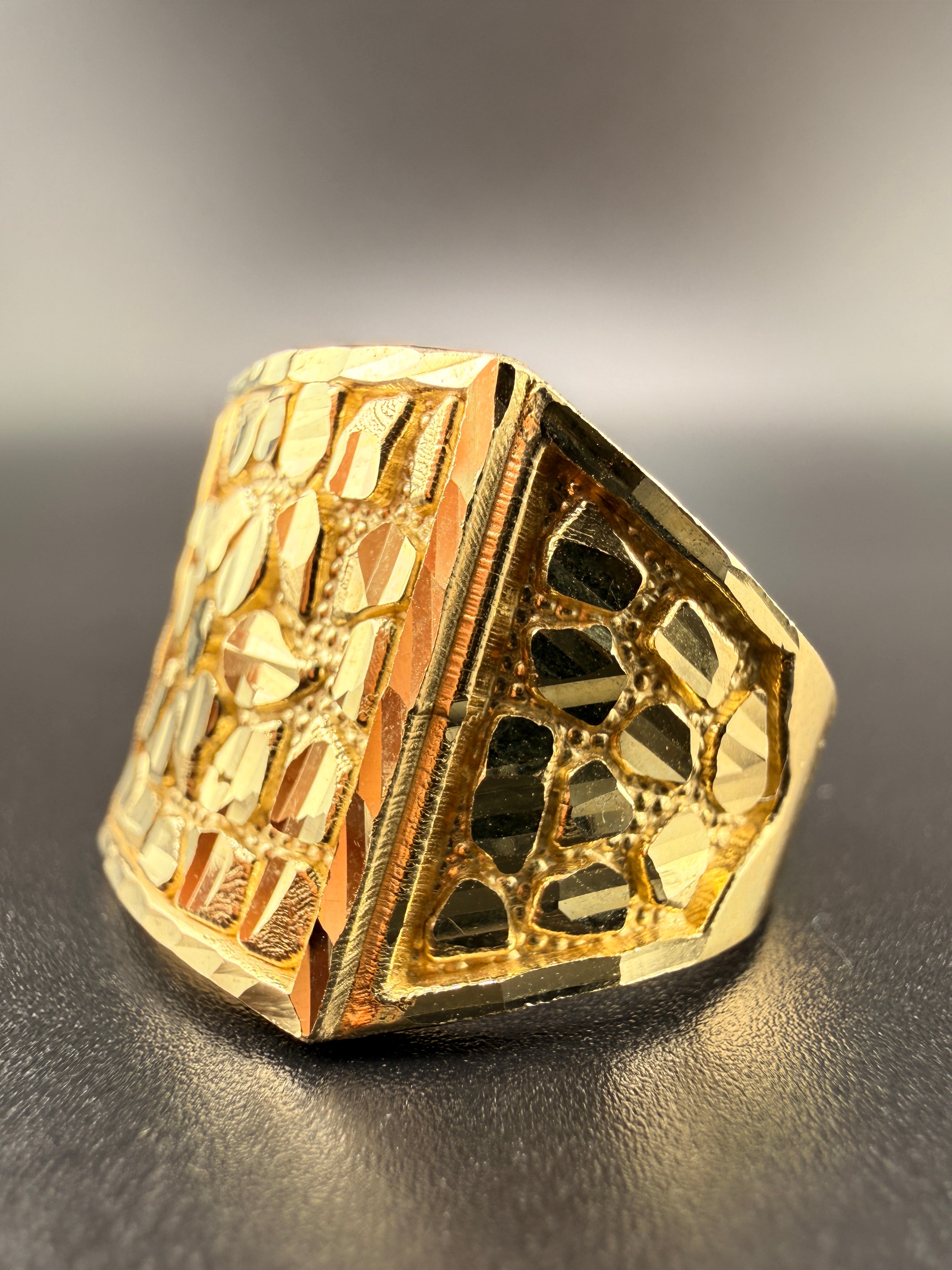 Men’s 10K Gold Nugget Ring – 6.9 Grams Solid Gold - Size 11  | Wholesale Price | Jewelry Connect