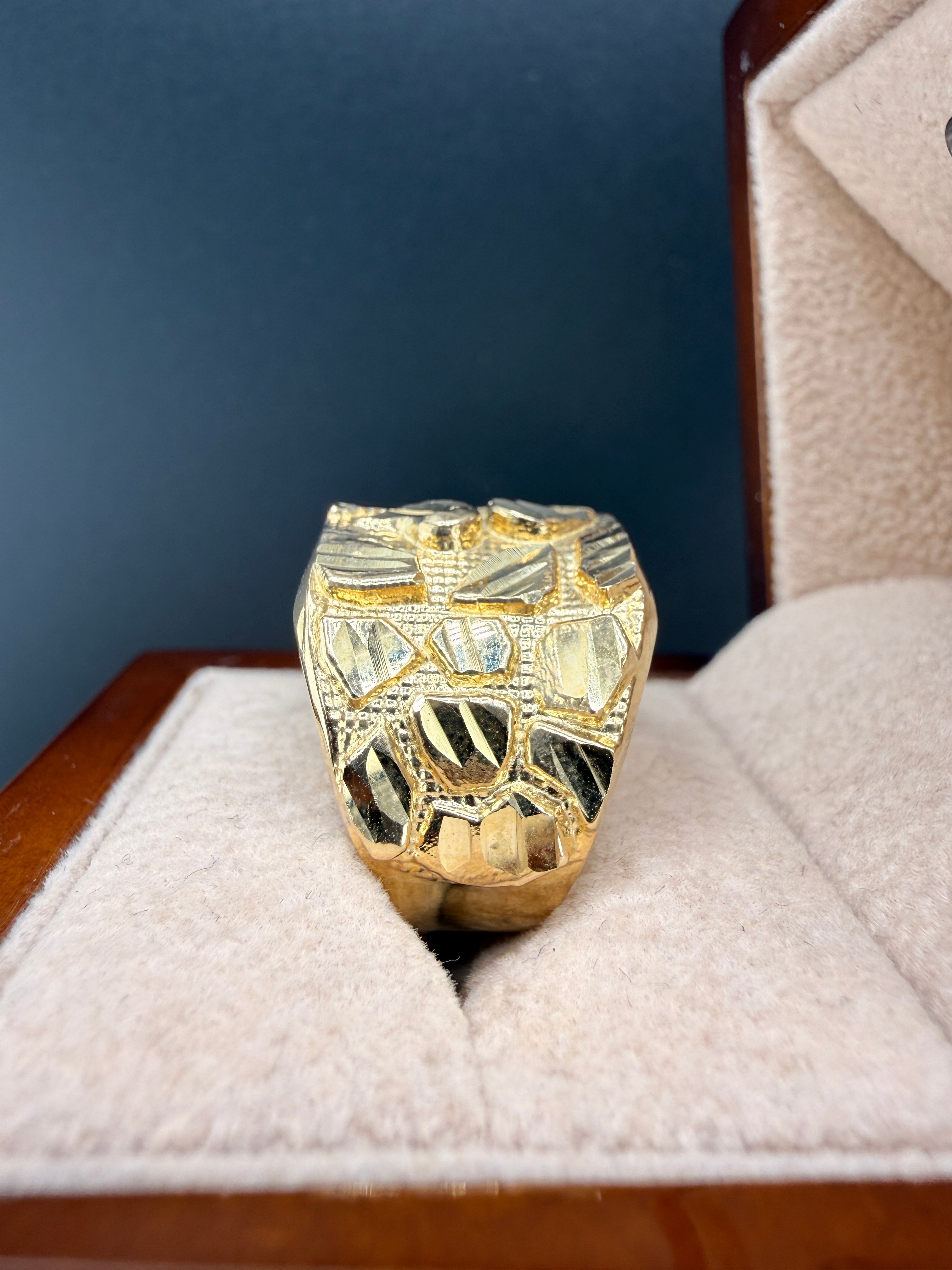 Men’s 10K Gold Nugget Ring – 7.7g Solid Gold Ring Size 10.5 | Wholesale Jewelry Price