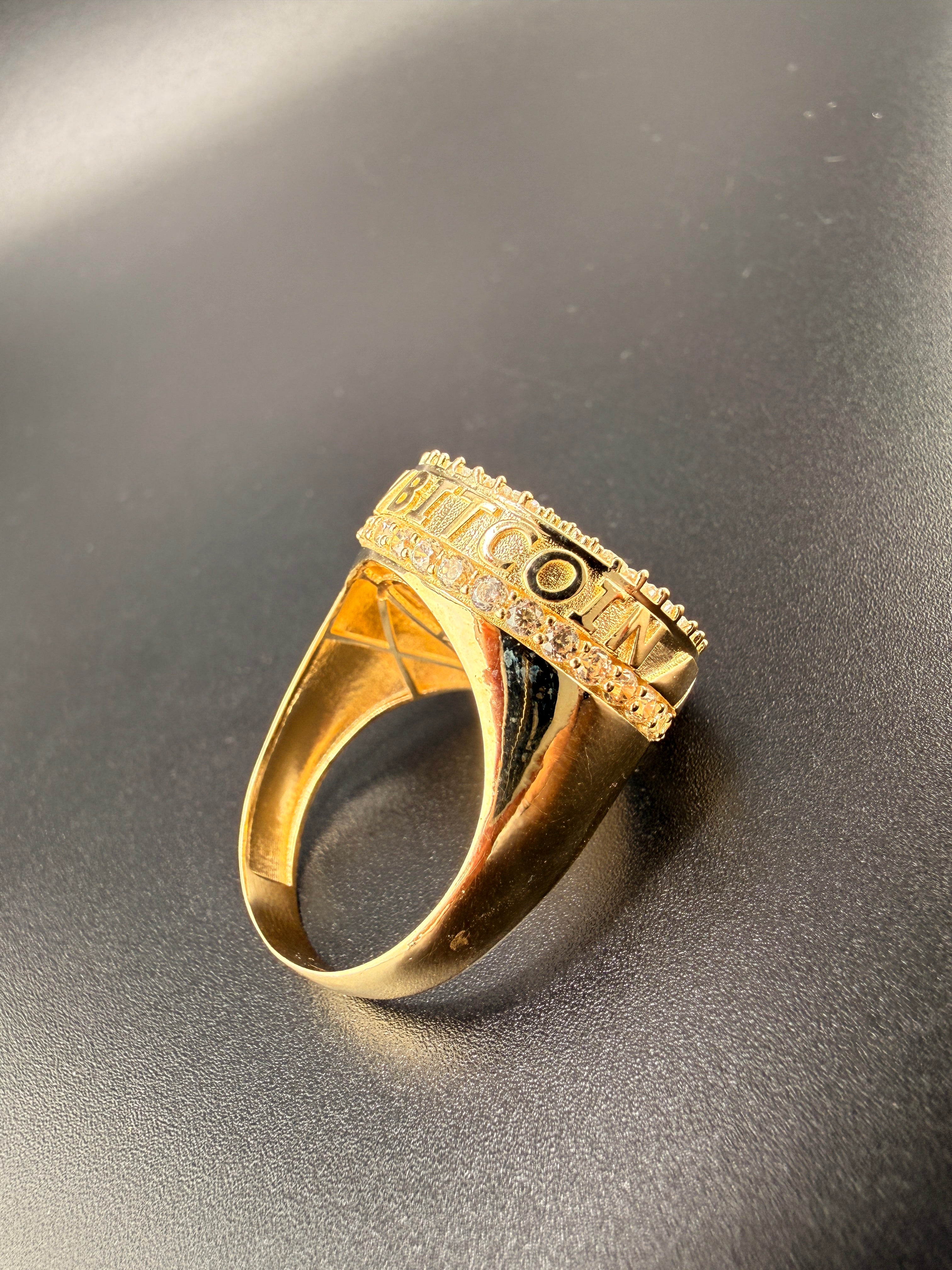 10K Gold Bitcoin Men's Ring with CZ Diamonds – 5.7g Luxury Crypto Ring Size 11