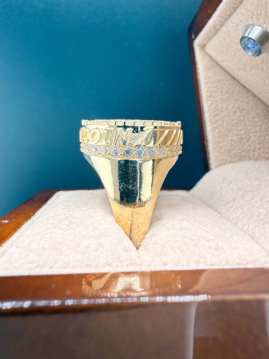 10K Gold Bitcoin Men's Ring with CZ Diamonds – 5.7g Luxury Crypto Ring Size 11