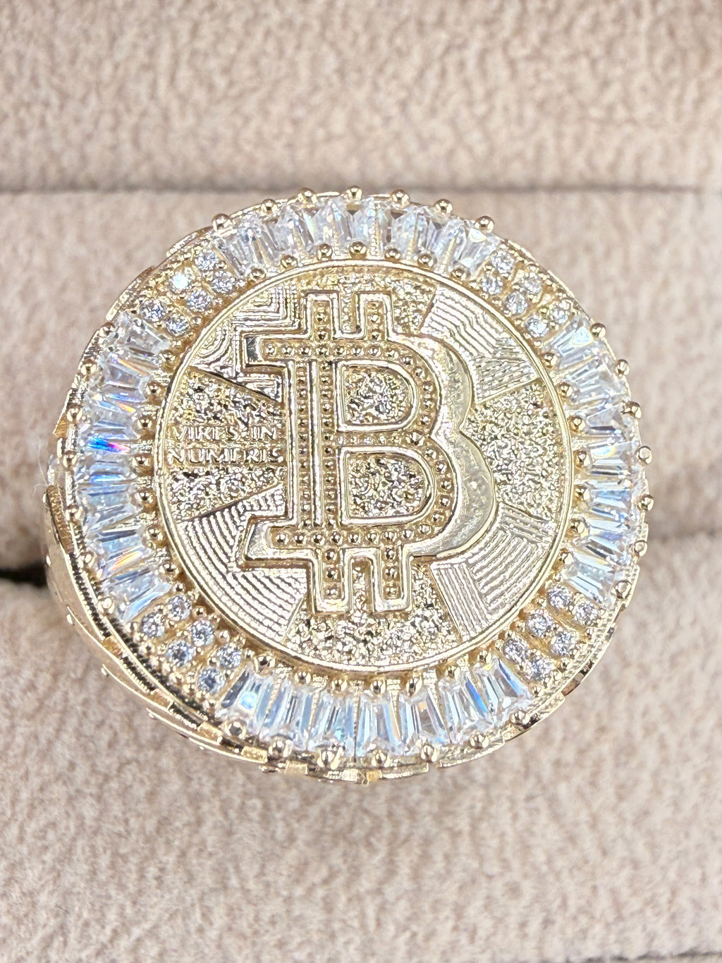 10K Gold Bitcoin Men's Ring with CZ Diamonds – 5.7g Luxury Crypto Ring Size 11