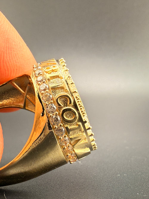 10K Gold Bitcoin Men's Ring with CZ Diamonds – 5.7g Luxury Crypto Ring Size 11