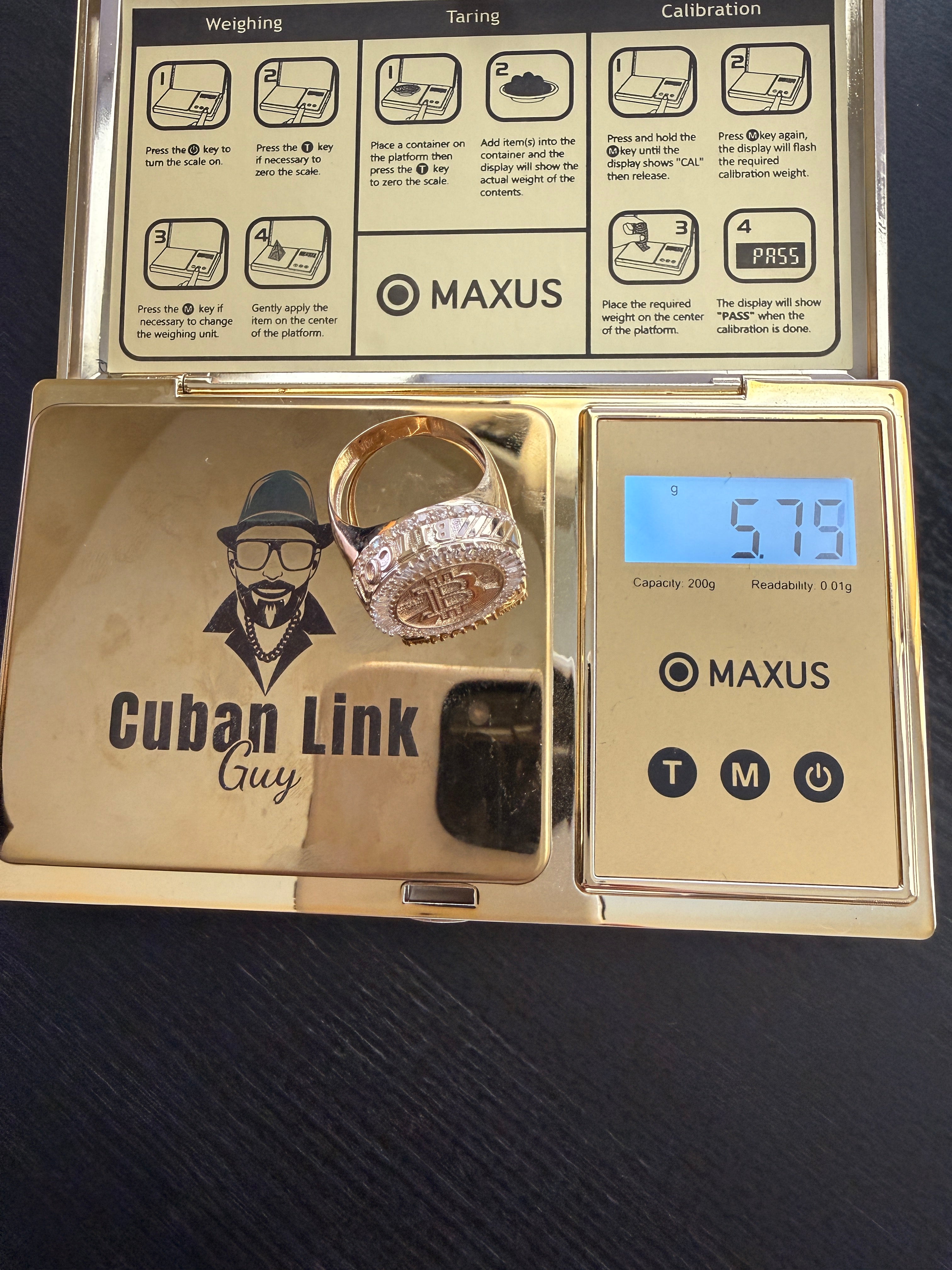 10K Gold Bitcoin Men's Ring with CZ Diamonds – 5.7g Luxury Crypto Ring Size 11