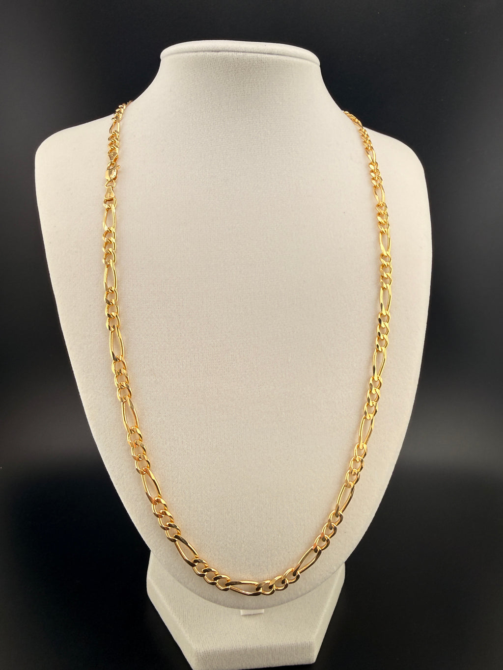 10K Gold Figaro Chain Necklace 5.2mm – 24 Inch Solid Gold Figaro Link (23.3g) | Wholesale Price by Jewelry Connect