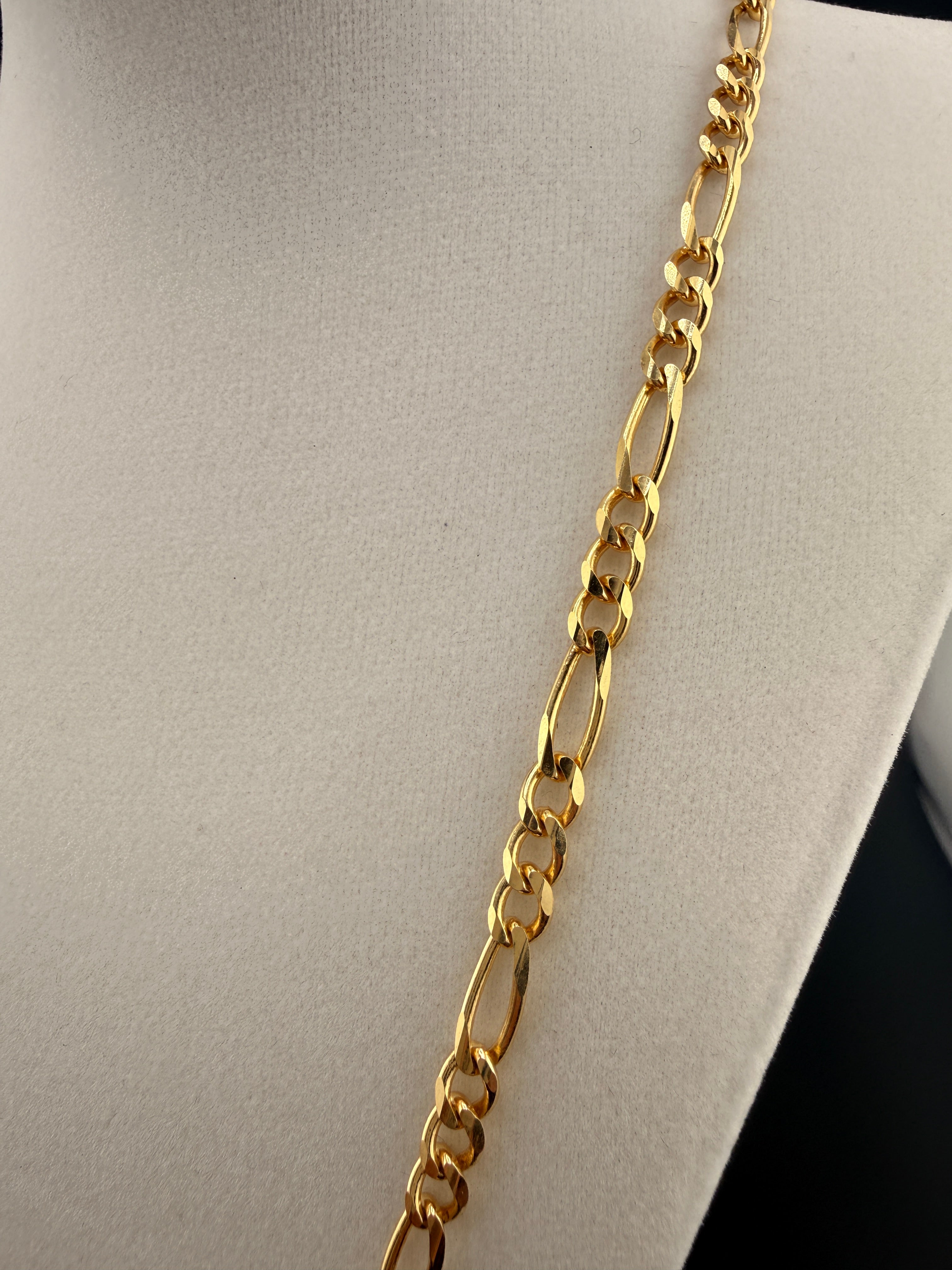 10K Gold Figaro Chain Necklace 5.2mm – 24 Inch Solid Gold Figaro Link (23.3g) | Wholesale Price by Jewelry Connect