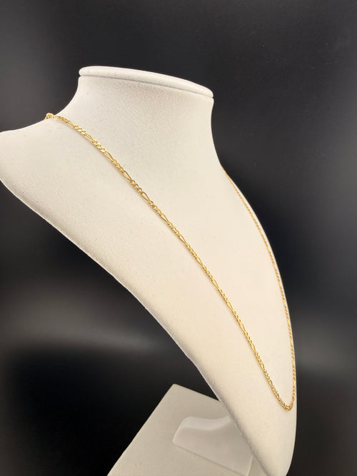 10K Solid Gold Figaro Necklace – 2.4mm 22” Italian Figaro Chain (5 Grams) | Real Gold Figaro Chain