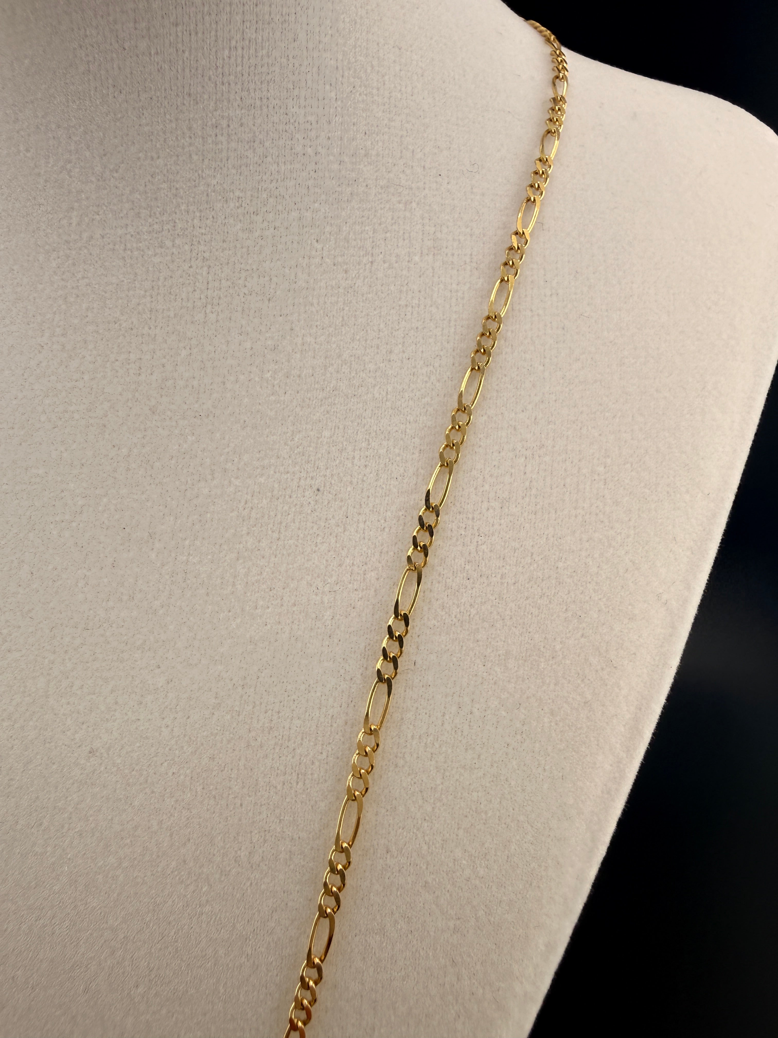 10K Solid Gold Figaro Necklace – 2.4mm 22” Italian Figaro Chain (5 Grams) | Real Gold Figaro Chain