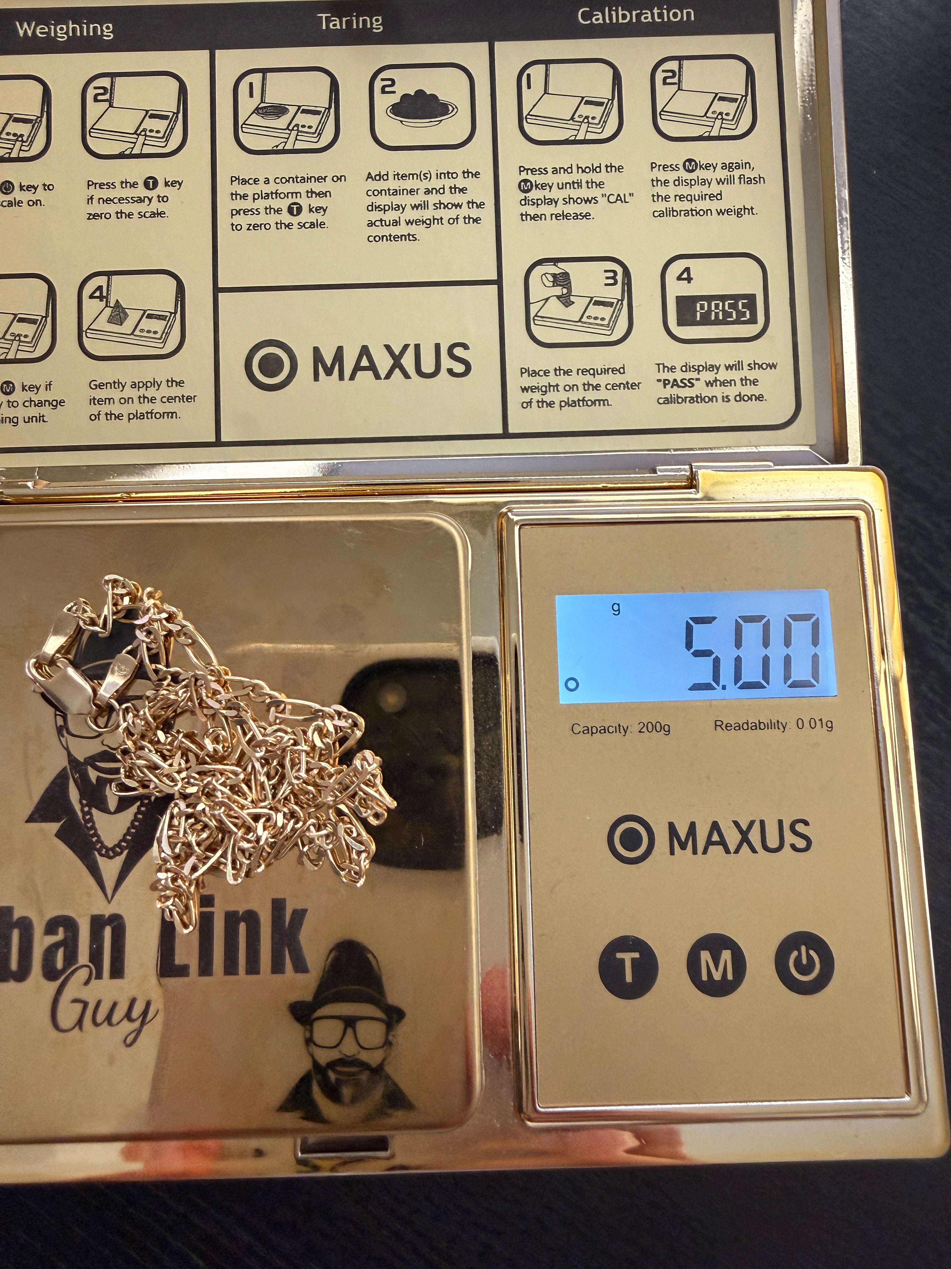 10K Solid Gold Figaro Necklace – 2.4mm 22” Italian Figaro Chain (5 Grams) | Real Gold Figaro Chain
