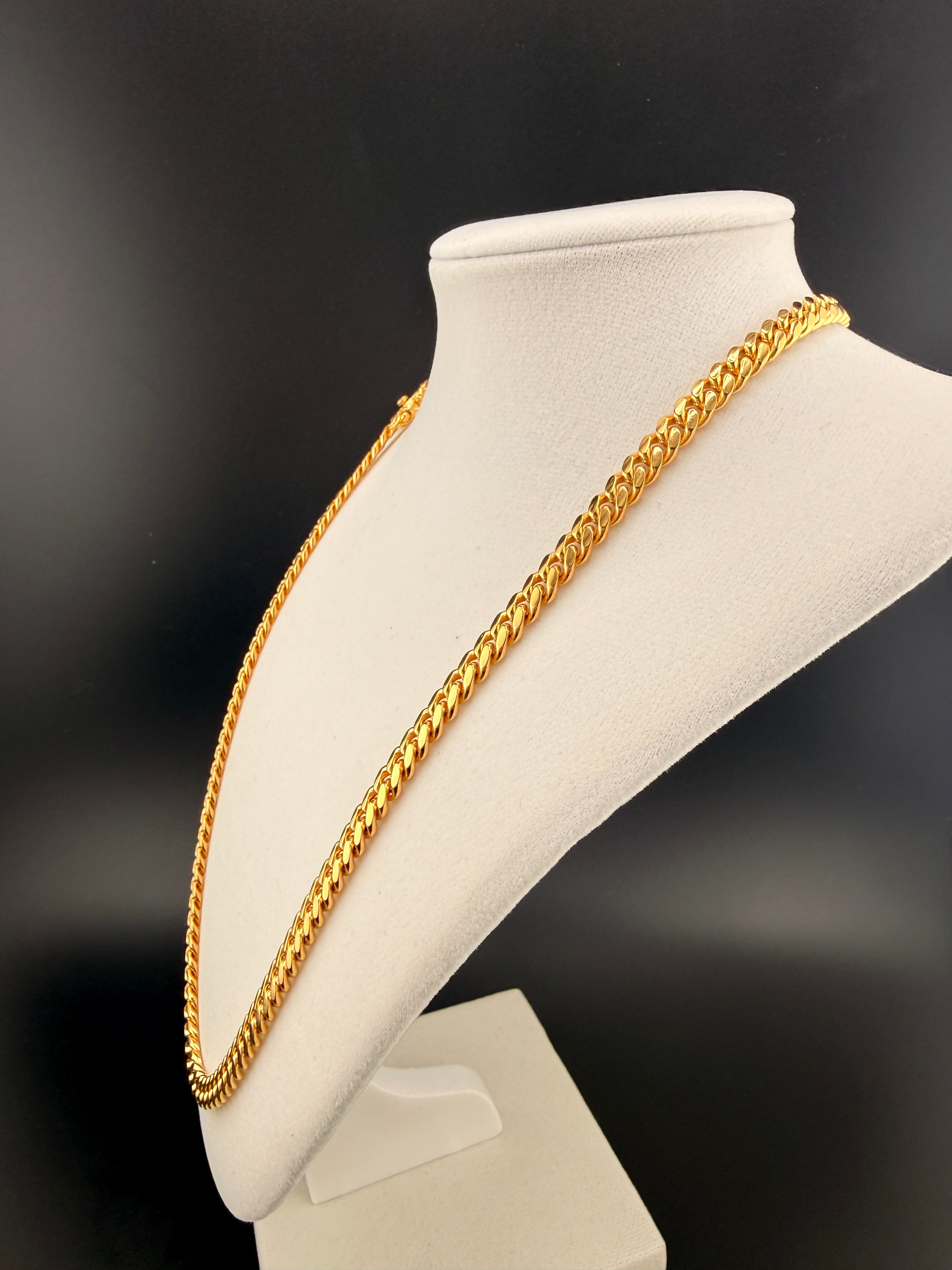 6.2mm Cuban Link Necklace – Solid 925 Sterling Silver w/ 14K Gold Bond – 22” Heavy Cuban Chain (54.4g)