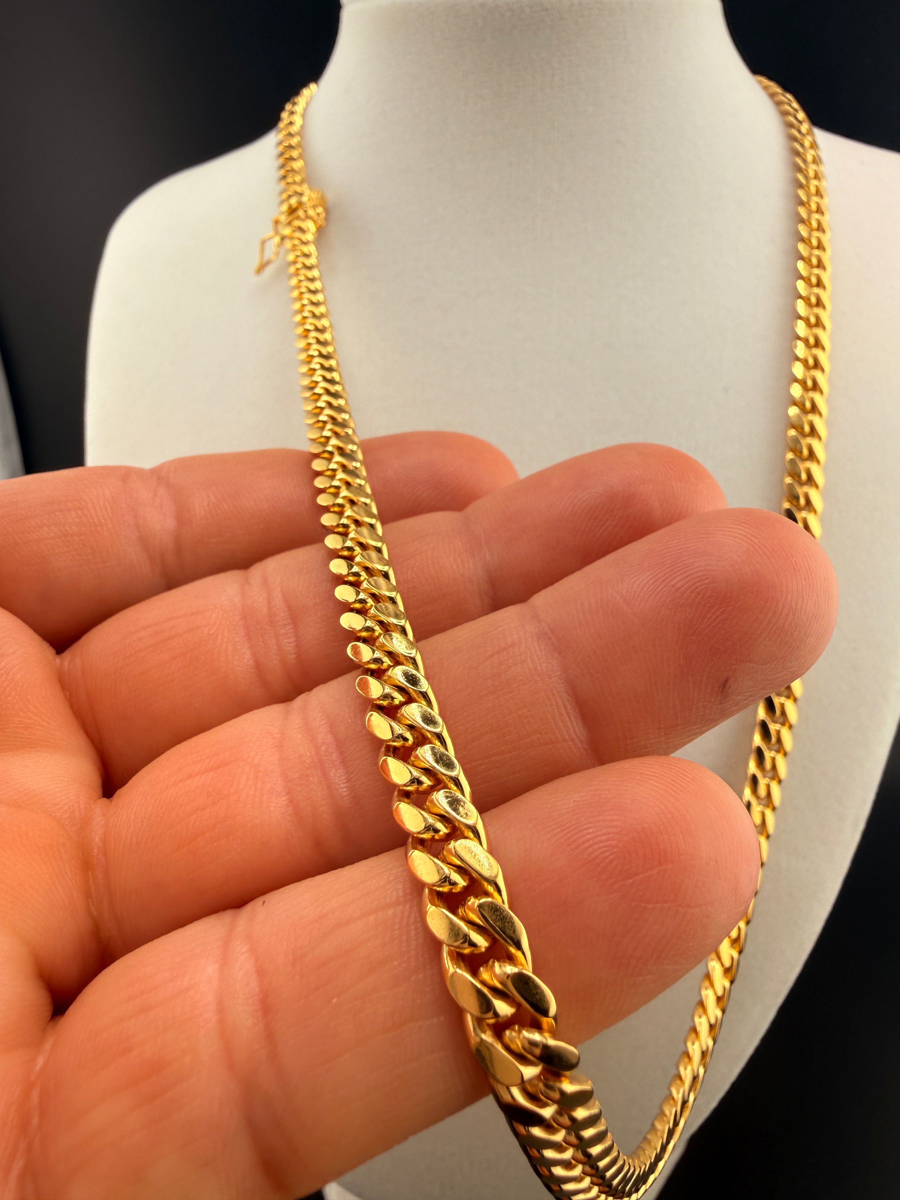 6.2mm Cuban Link Necklace – Solid 925 Sterling Silver w/ 14K Gold Bond – 22” Heavy Cuban Chain (54.4g)