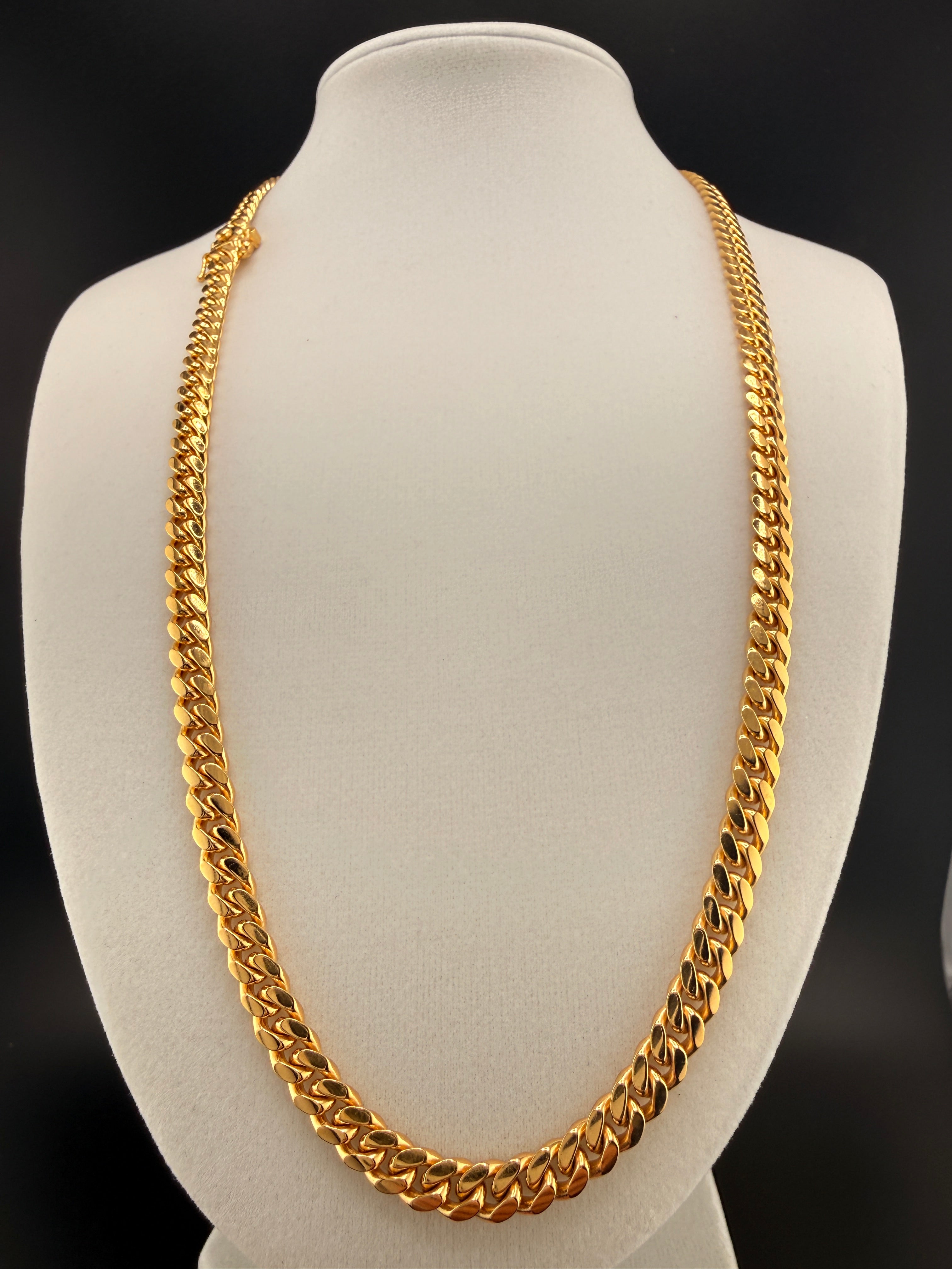 6.2mm Cuban Link Necklace – Solid 925 Sterling Silver w/ 14K Gold Bond – 22” Heavy Cuban Chain (54.4g)