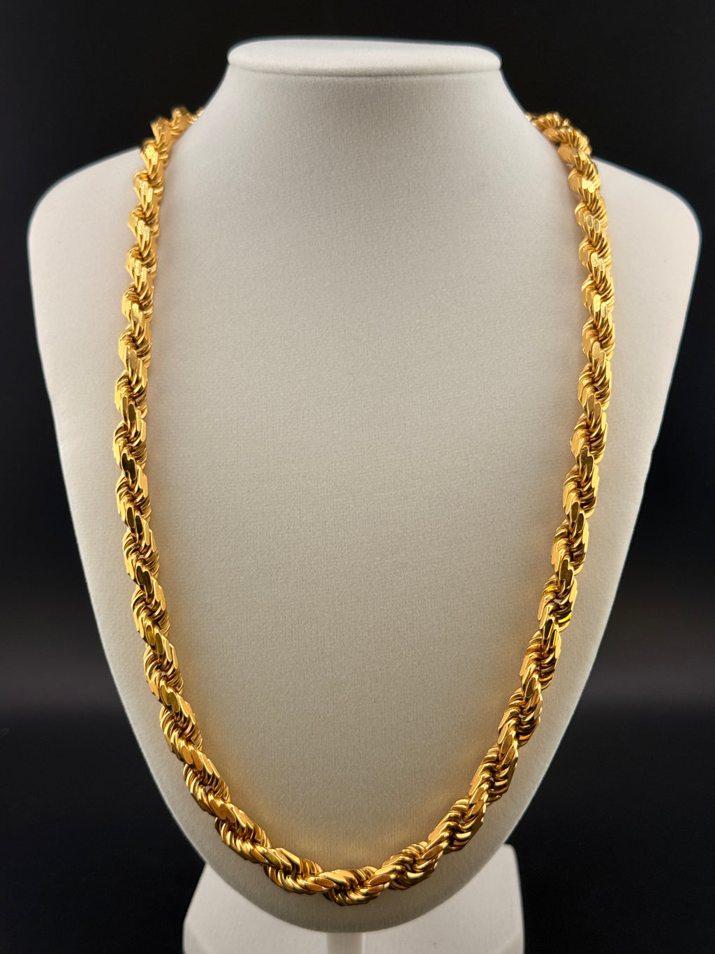 8mm Italian Rope Chain – 14K Gold Bonded over Solid 925 Sterling Silver – 24” Heavy 126g Rope Necklace | Made in Italy