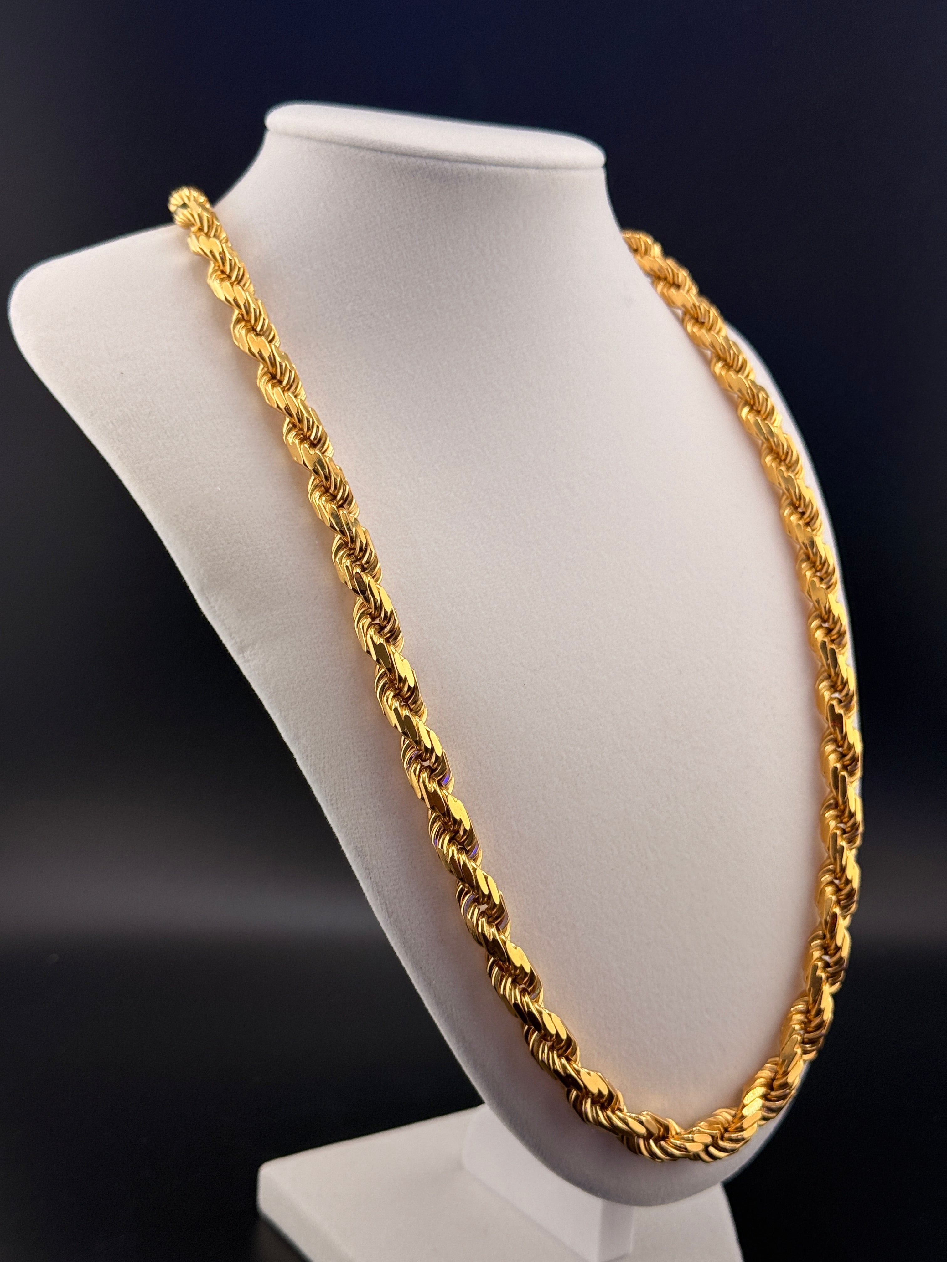 8mm Italian Rope Chain – 14K Gold Bonded over Solid 925 Sterling Silver – 24” Heavy 126g Rope Necklace | Made in Italy
