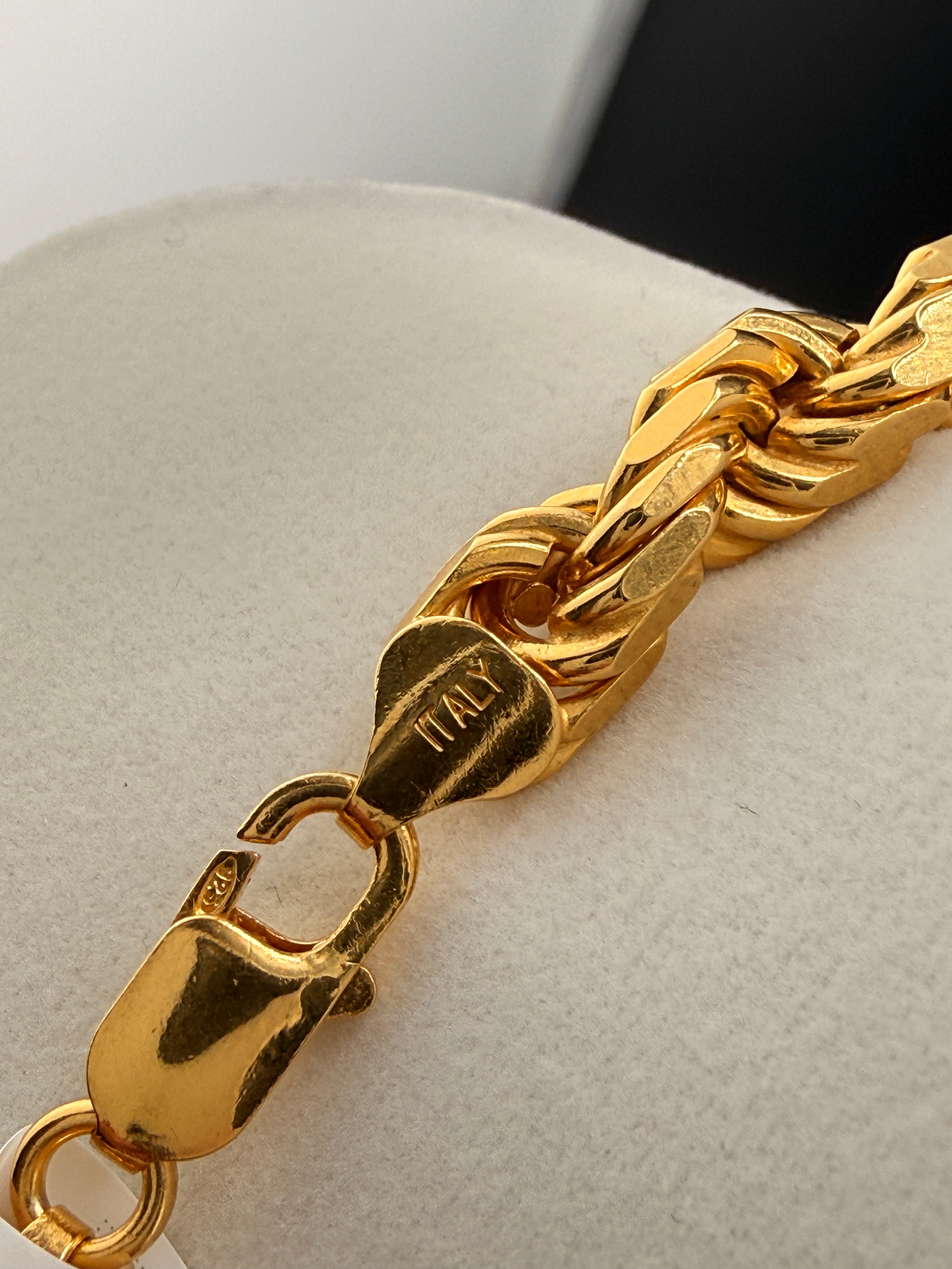 8mm Italian Rope Chain – 14K Gold Bonded over Solid 925 Sterling Silver – 24” Heavy 126g Rope Necklace | Made in Italy