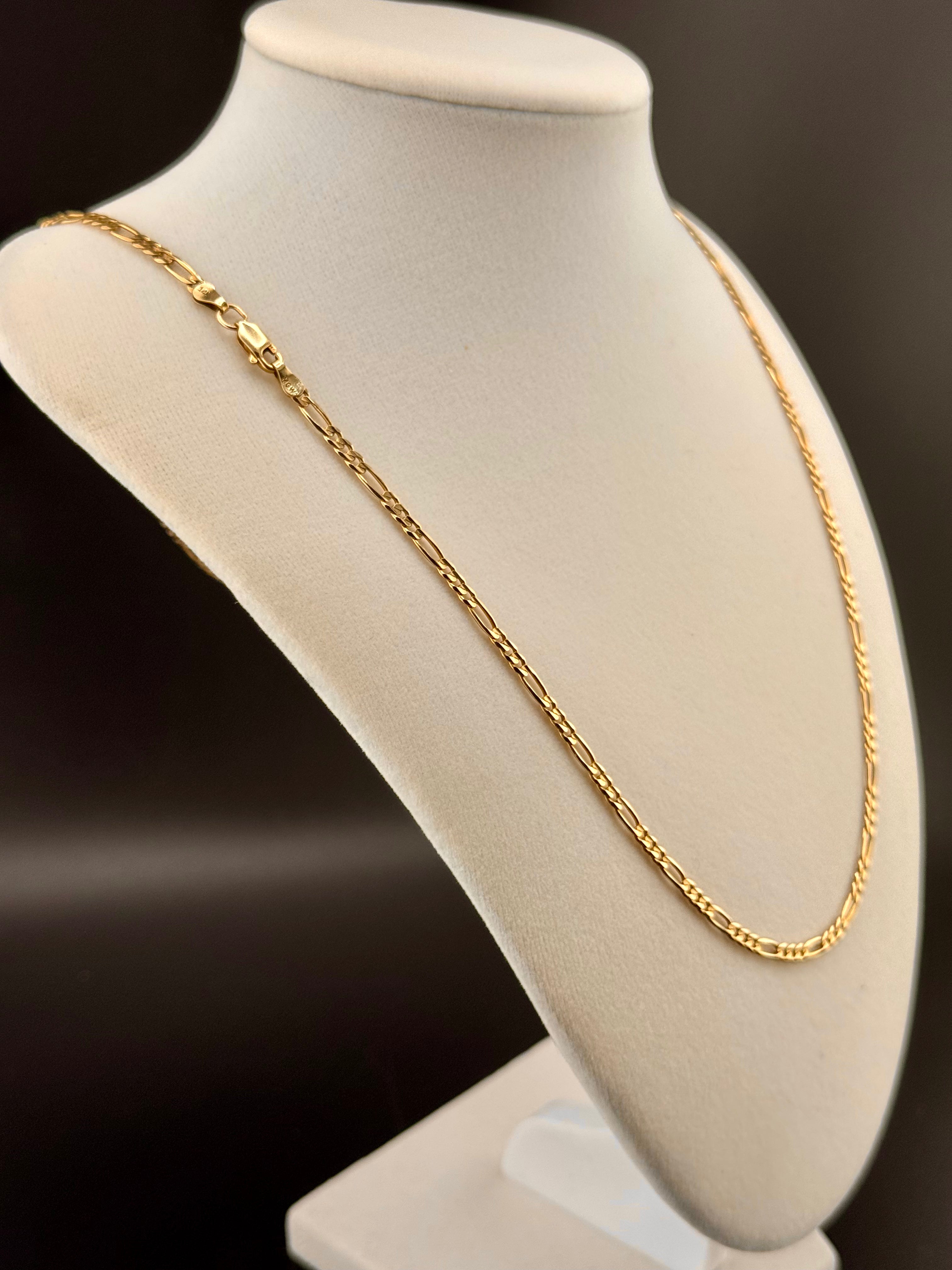 14K Solid Gold 3.15MM Figaro Chain — 24 Inches