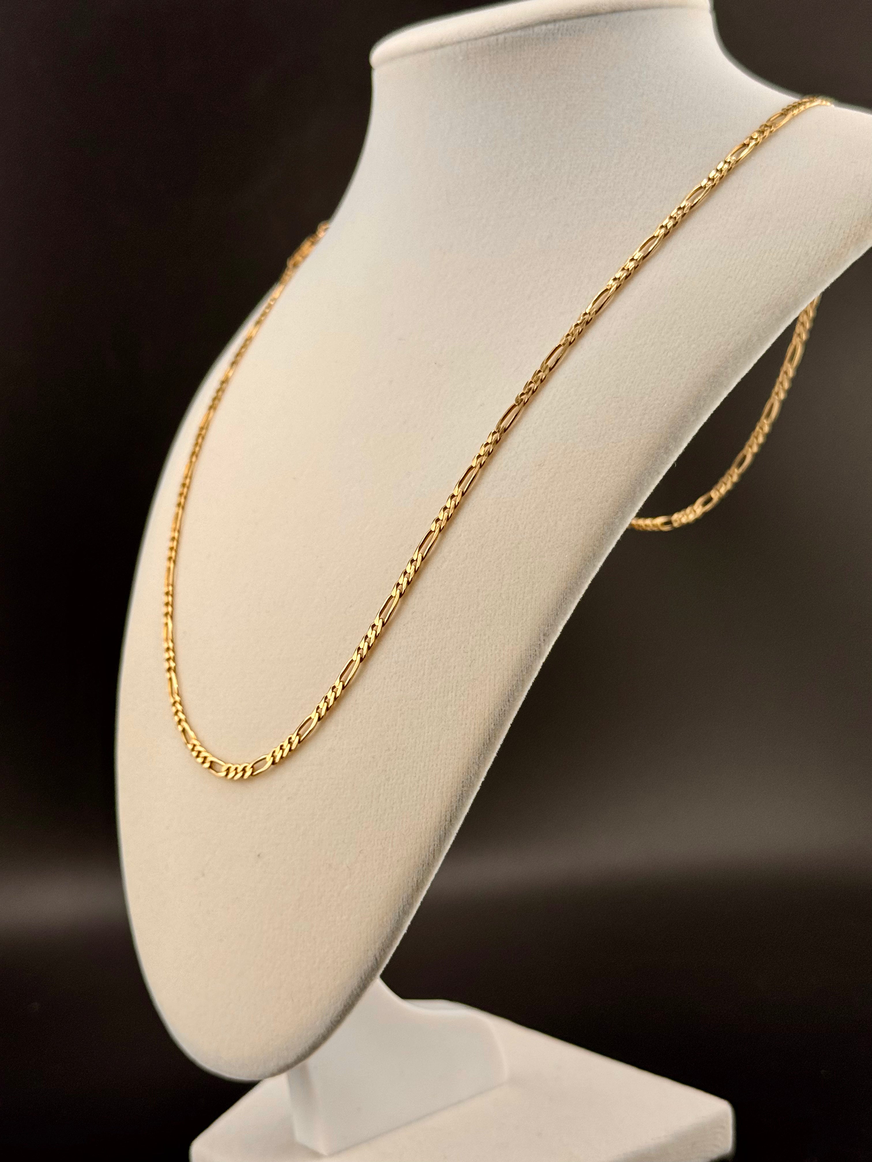 14K Solid Gold 3.15MM Figaro Chain — 24 Inches