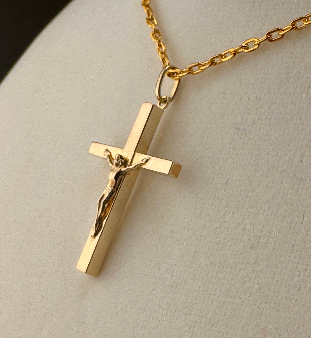 10K Solid Gold Jesus on Cross Pendant