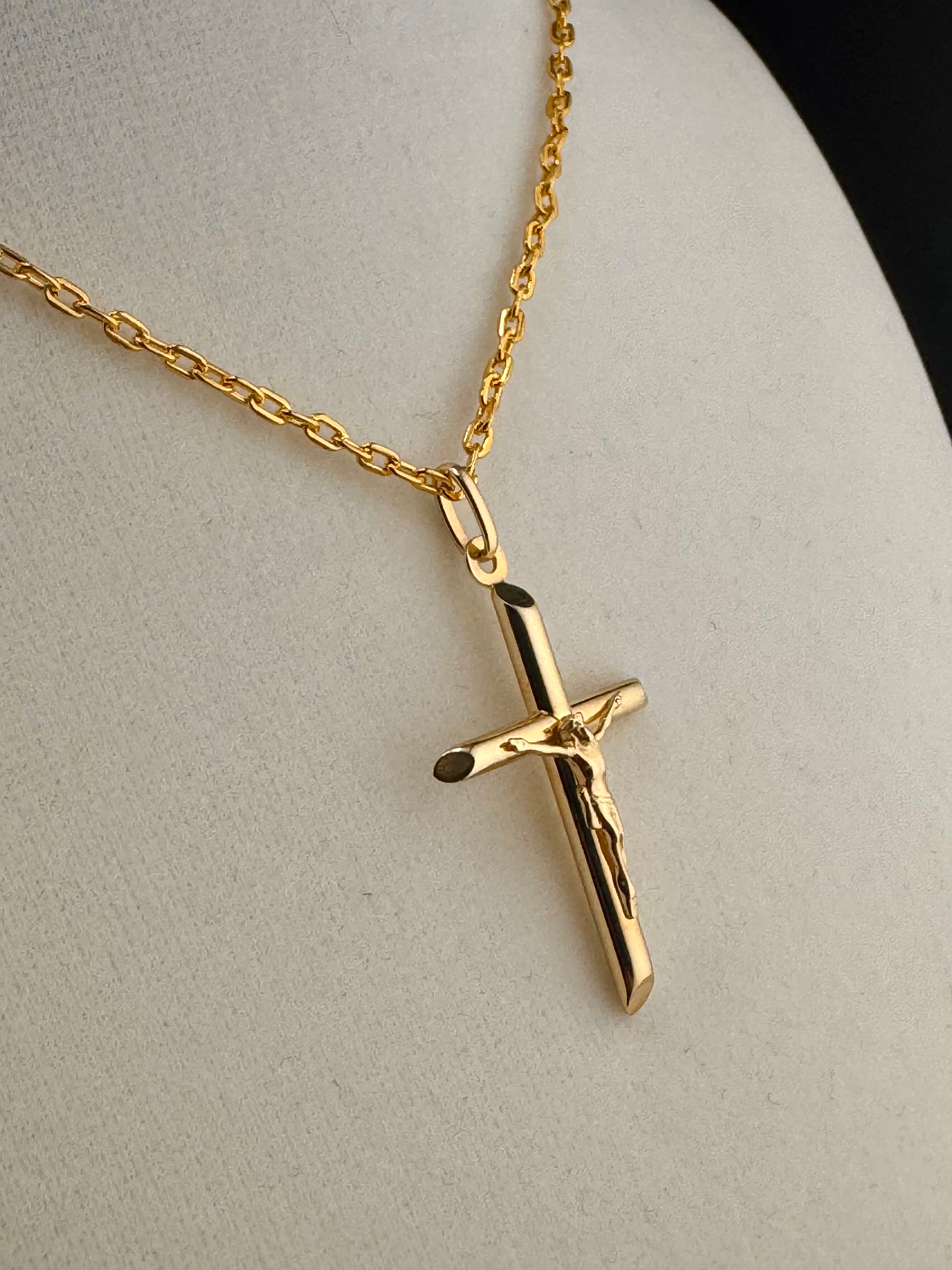 10K Solid Gold Jesus on Cross Pendant