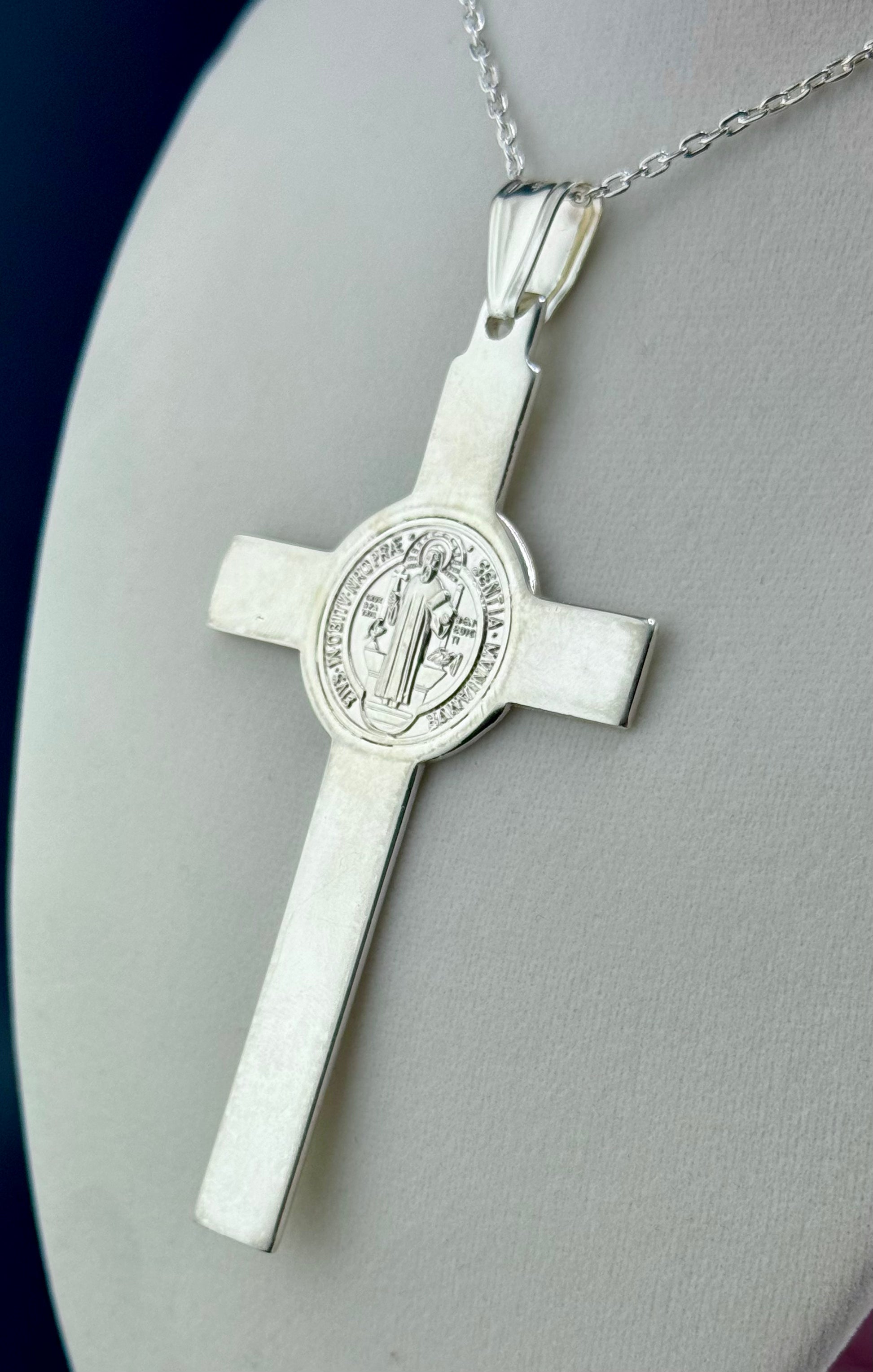 .925 Sterling Silver Jesus on Cross Pendant — 4.24 Inches