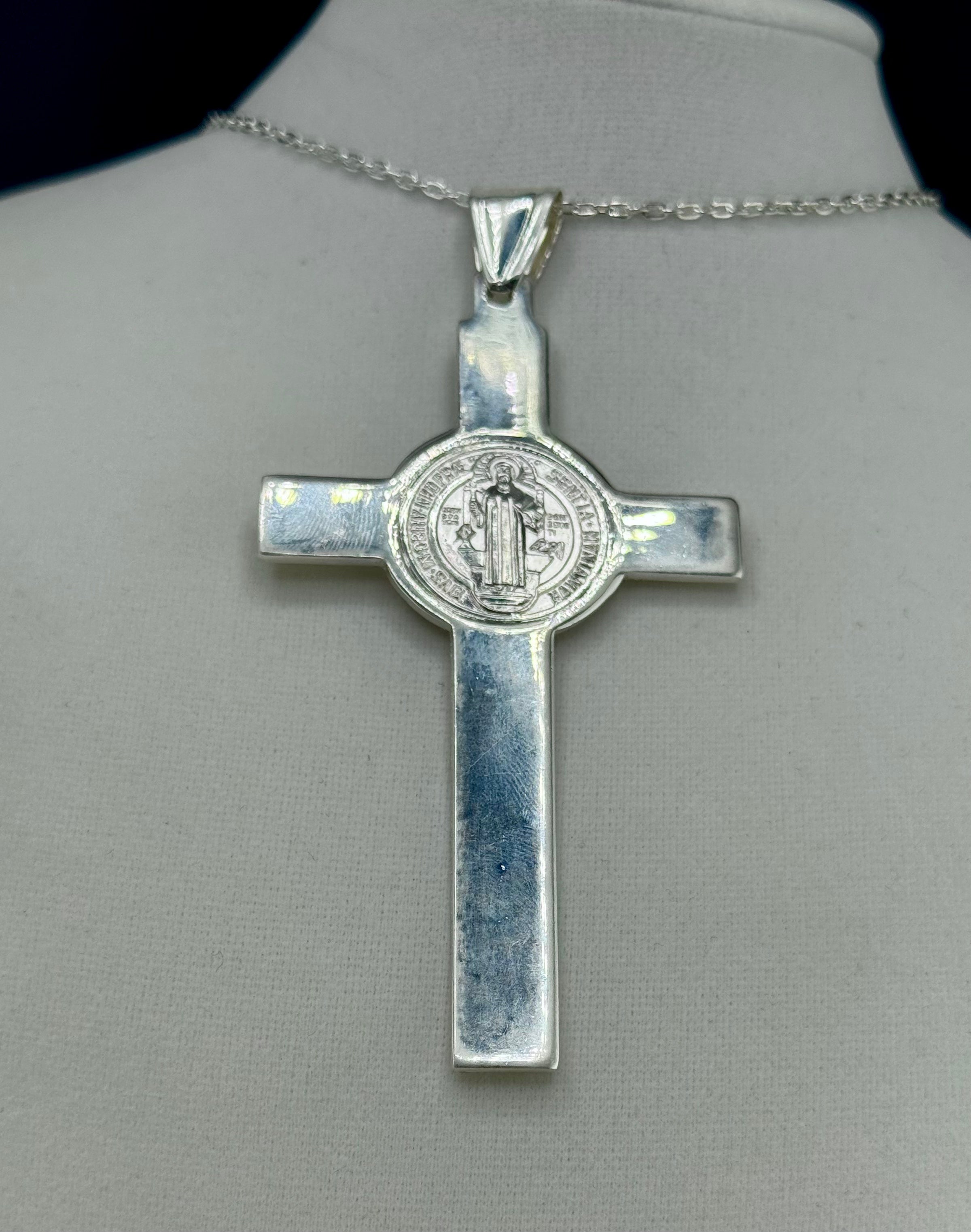 .925 Sterling Silver Jesus on Cross Pendant — 4.24 Inches
