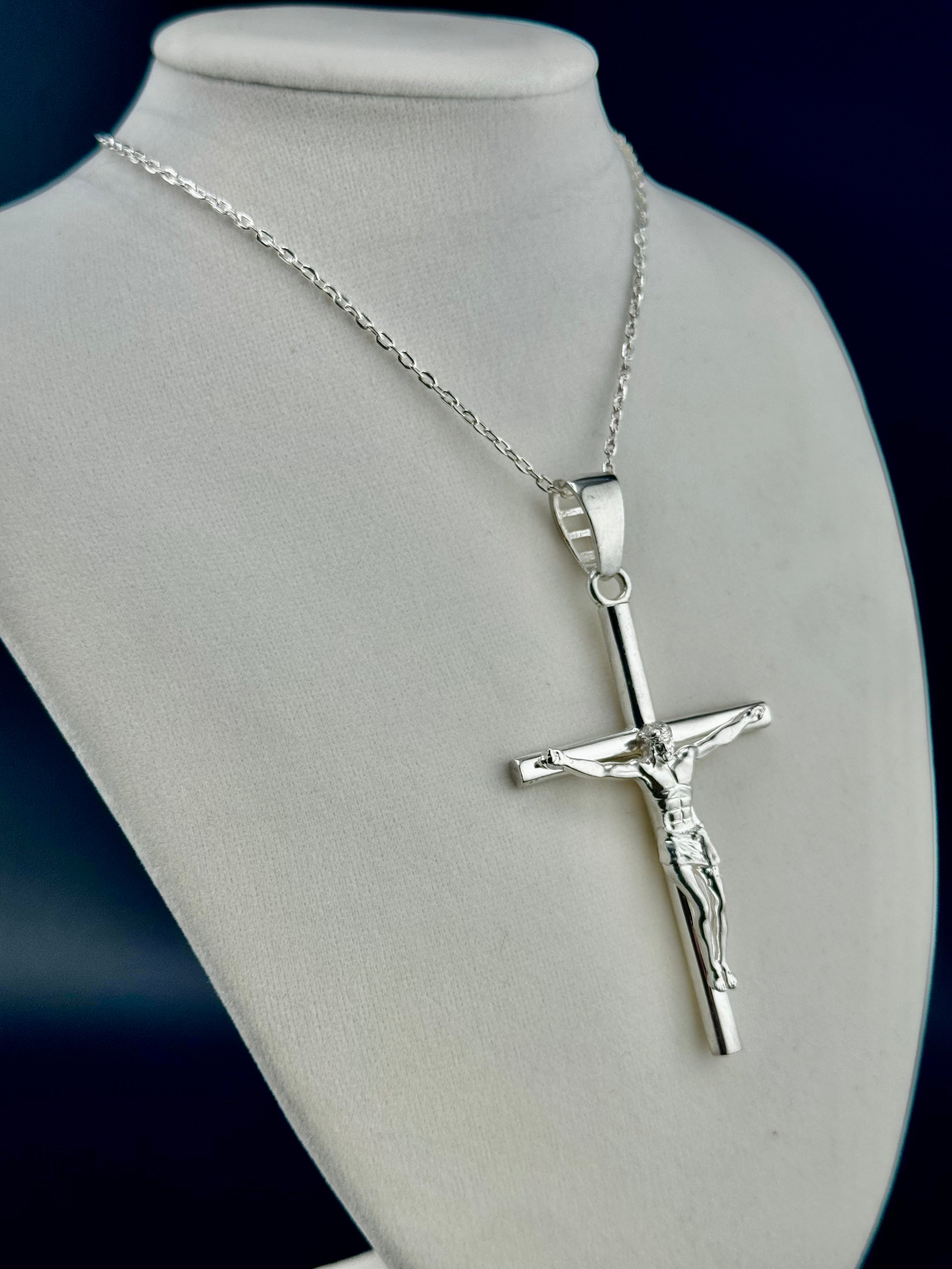 .925 Sterling Silver Jesus on Cross Pendant