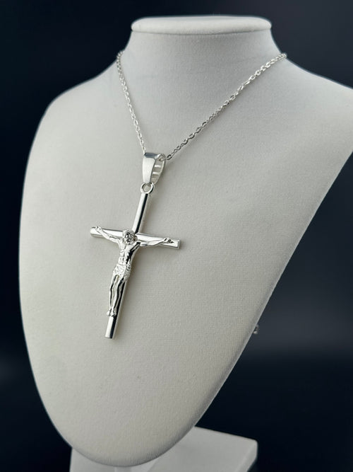 .925 Sterling Silver Jesus on Cross Pendant
