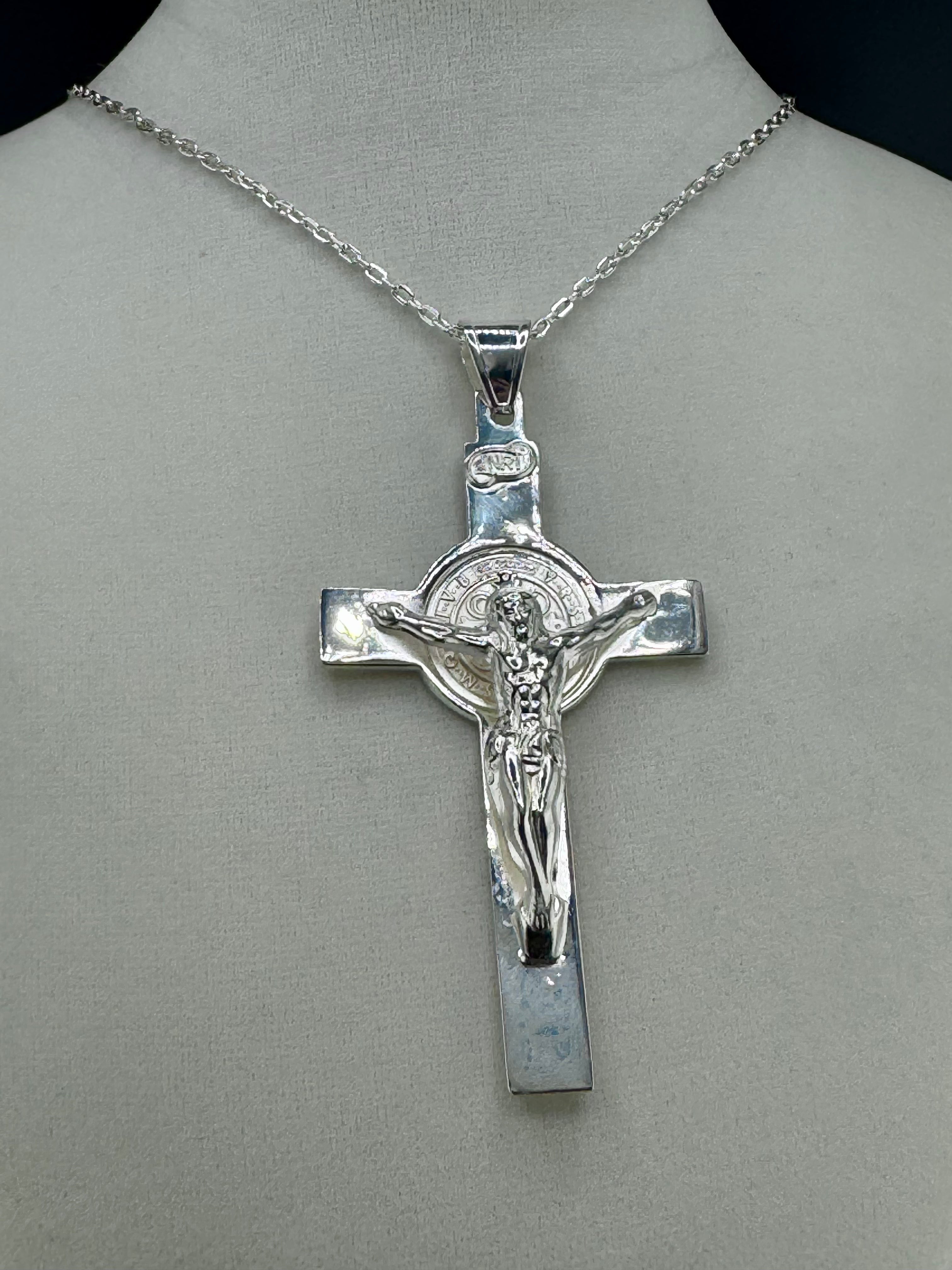 .925 Sterling Silver Jesus on Cross Pendant