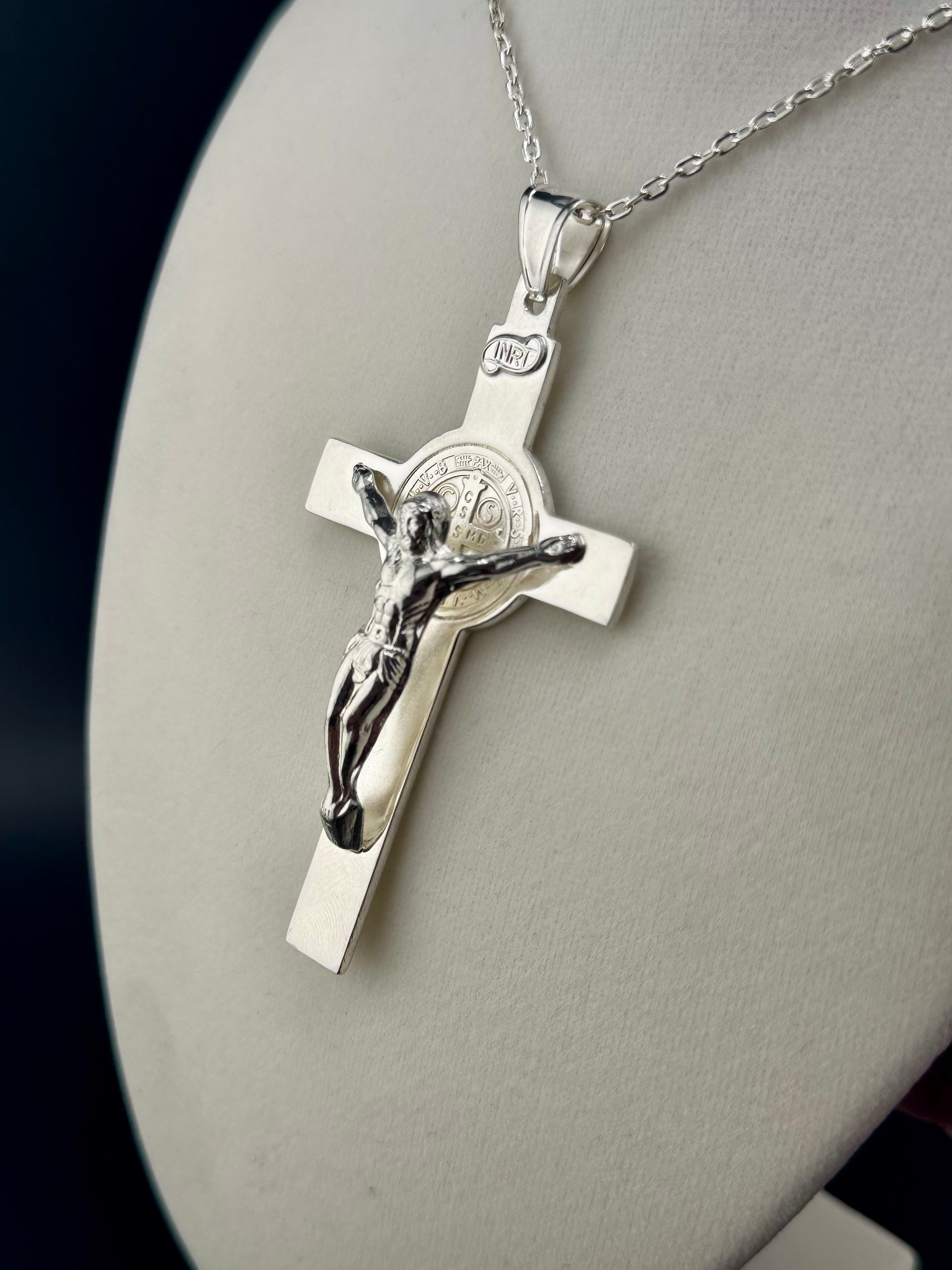.925 Sterling Silver Jesus on Cross Pendant