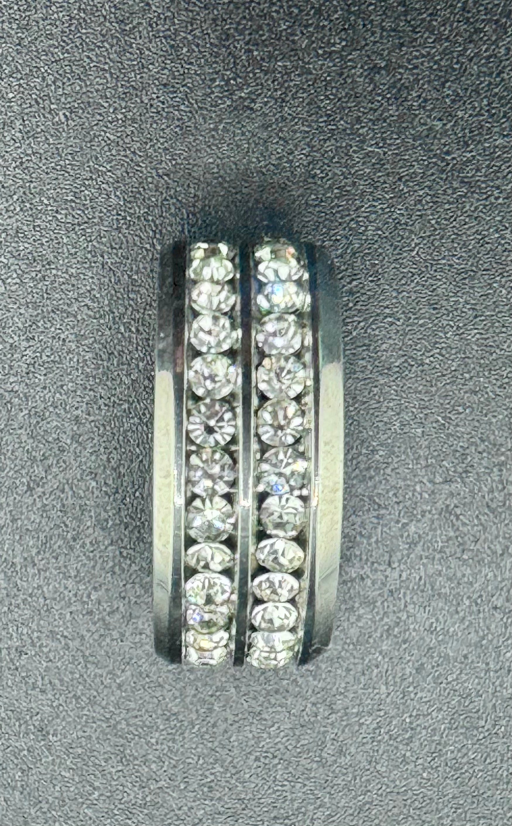 Stainless Steel 2-Row CZ Diamond Band – 8.7mm, Size 7.5