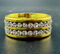 Gold Plated Stainless Steel 2-Row CZ Diamond Band – 8mm, Size 6.5