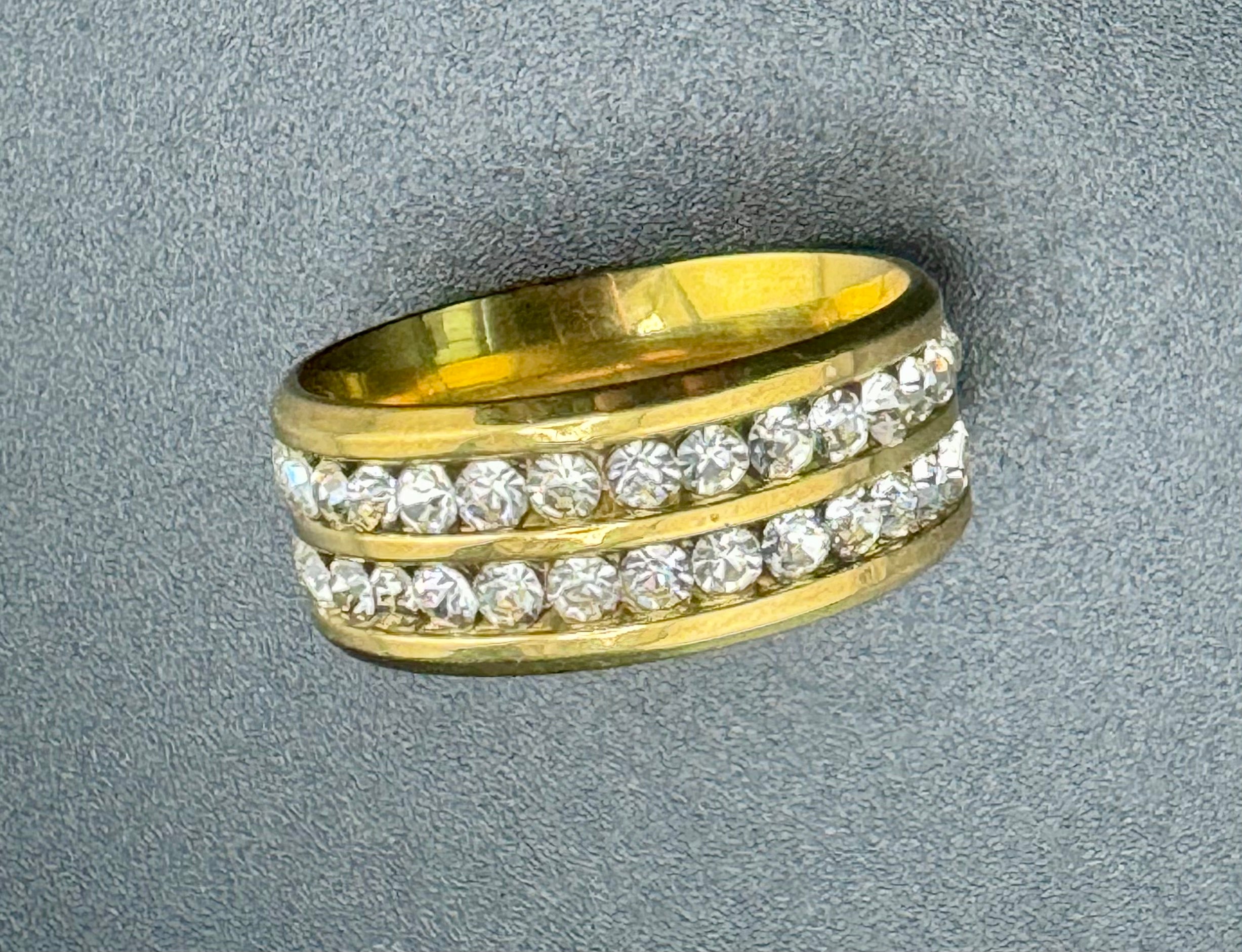 Gold Plated Stainless Steel 2-Row CZ Diamond Band – 8mm, Size 6.5