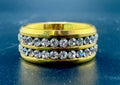 Gold Plated Stainless Steel 2-Row CZ Diamond Band – 8mm, Size 11.5