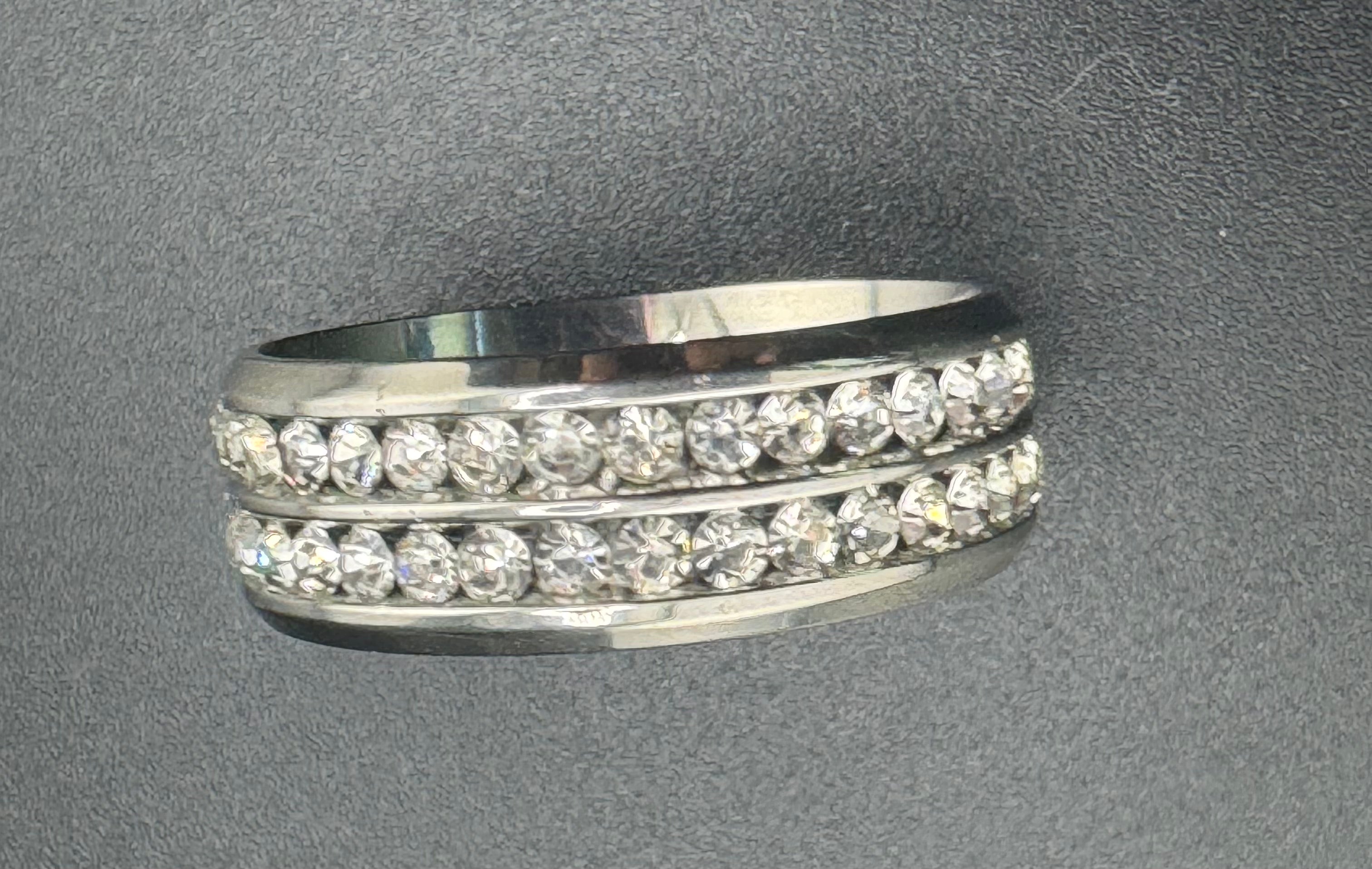Stainless Steel 2-Row CZ Diamond Band – 8mm, Size 11.5