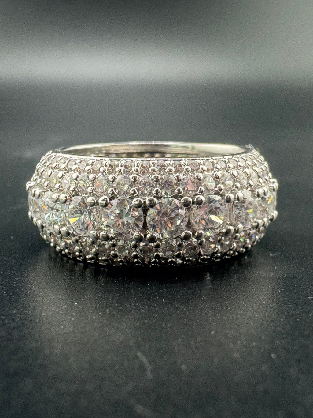 Fully Encrusted Stainless Steel CZ Diamond Ring – 9.7mm, Size 7.25