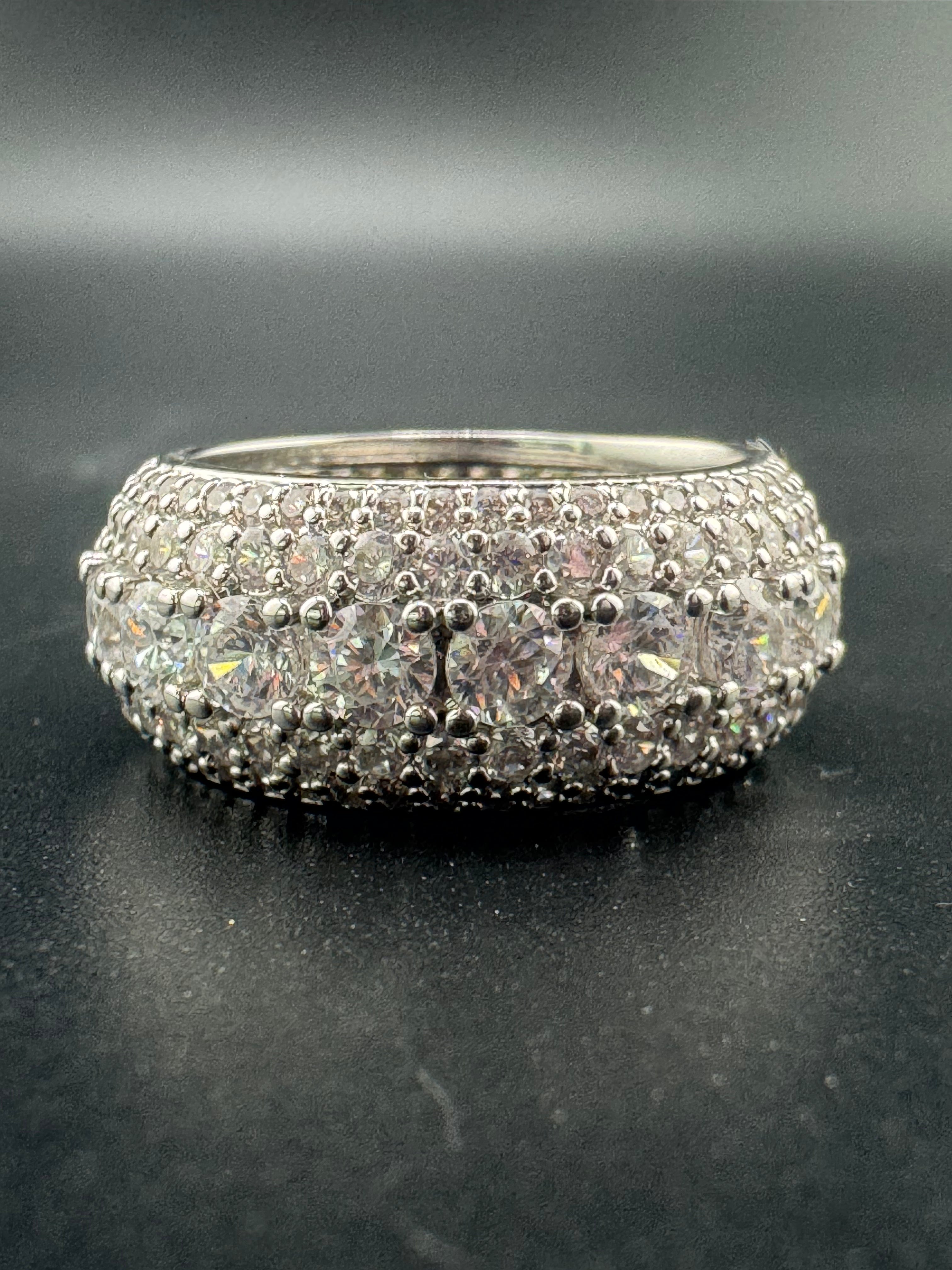 Fully Encrusted Stainless Steel CZ Diamond Ring – 9.7mm, Size 7.25