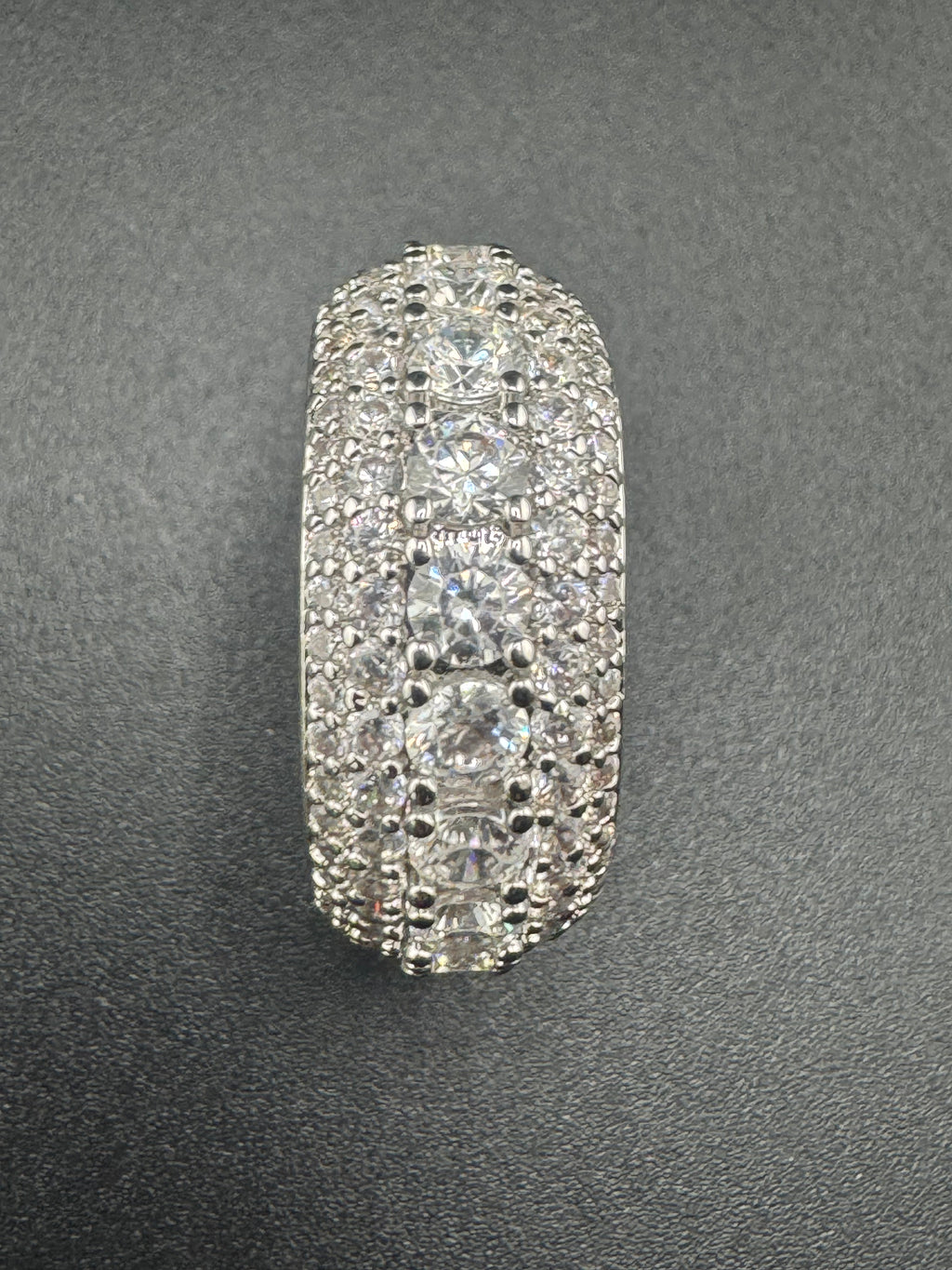 Fully Encrusted Stainless Steel CZ Diamond Ring – 9.7mm, Size 7.25