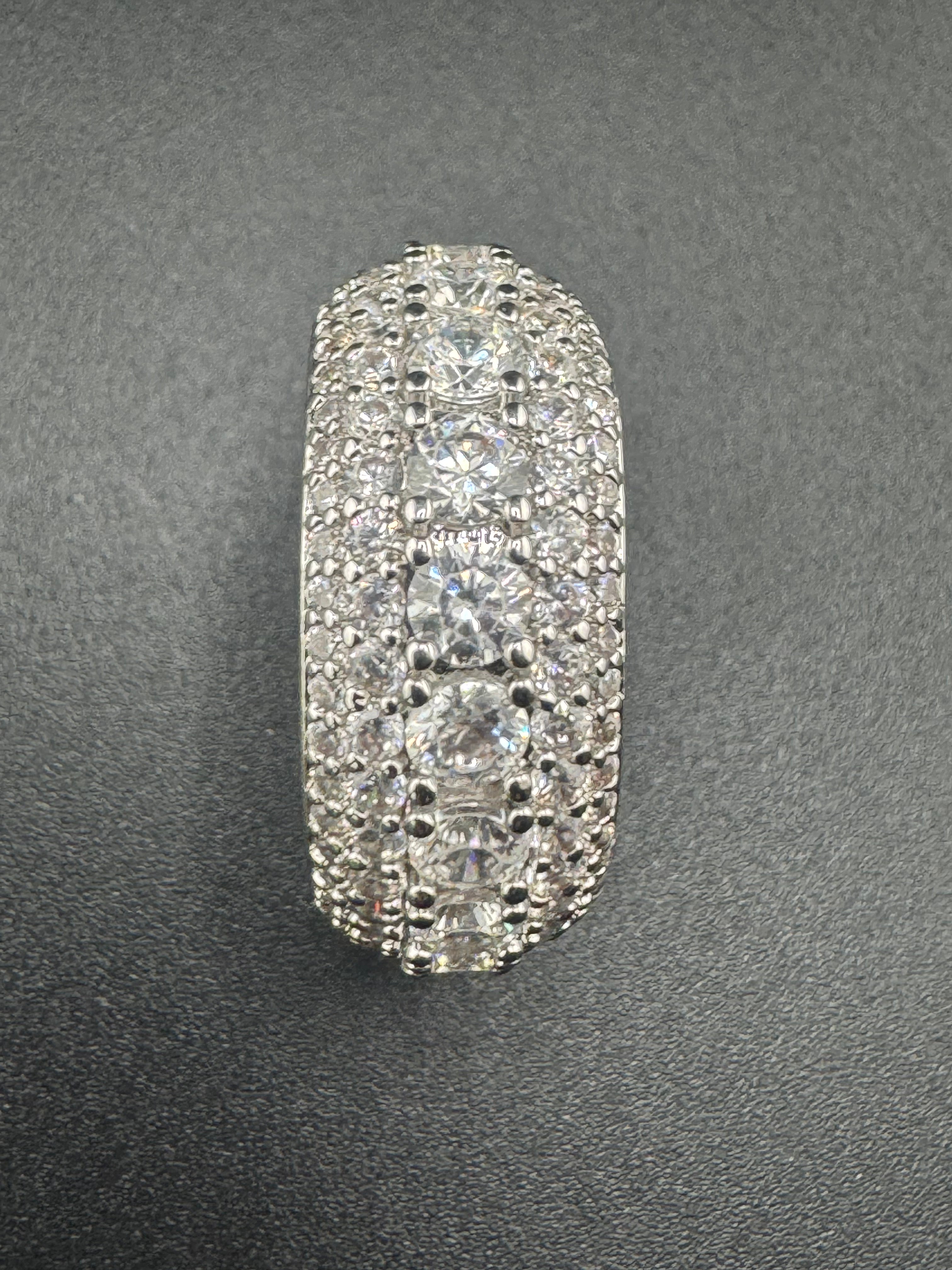 Fully Encrusted Stainless Steel CZ Diamond Ring – 9.7mm, Size 7.25