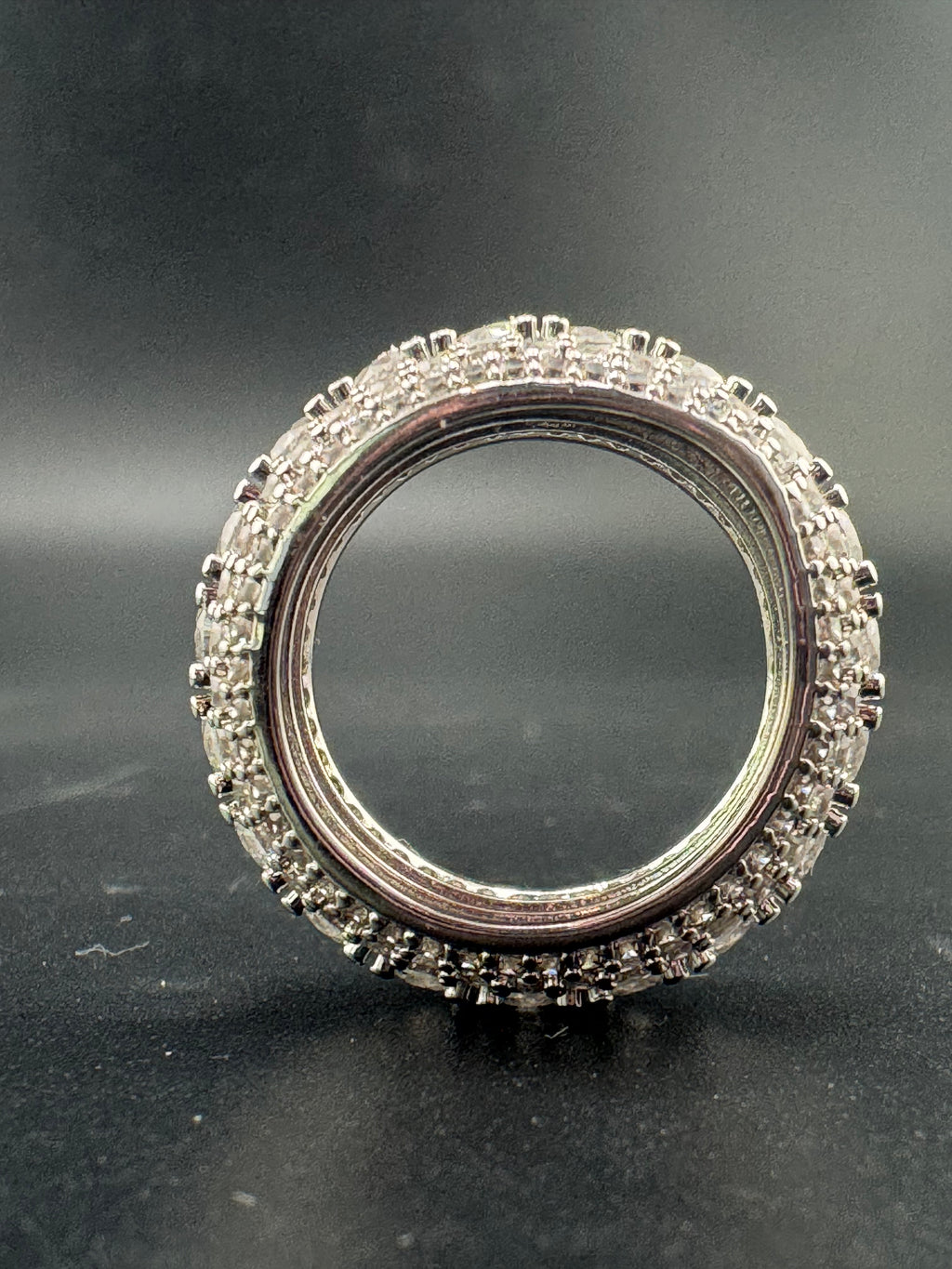 Fully Encrusted Stainless Steel CZ Diamond Ring – 9.7mm, Size 7.25