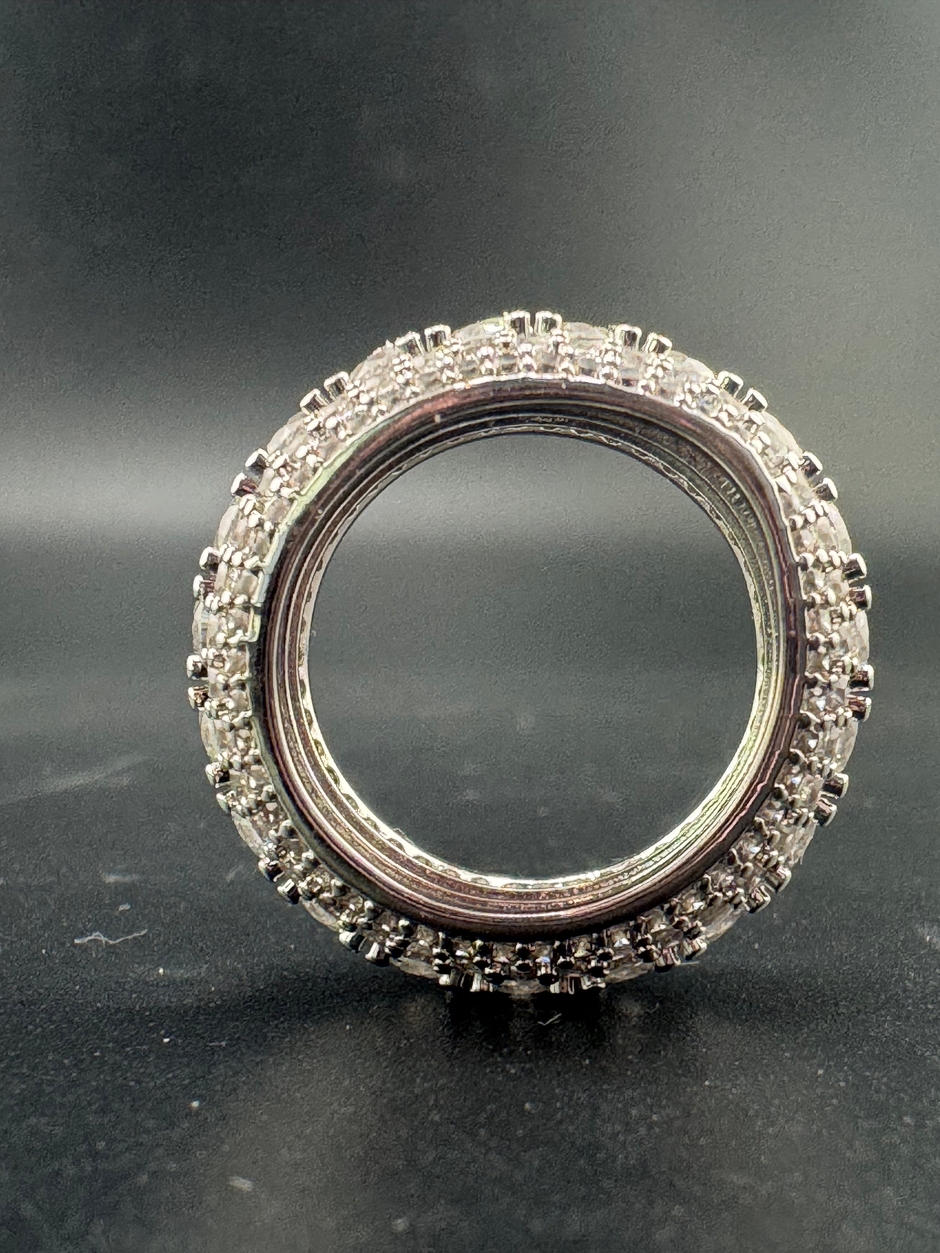 Fully Encrusted Stainless Steel CZ Diamond Ring – 9.7mm, Size 7.25