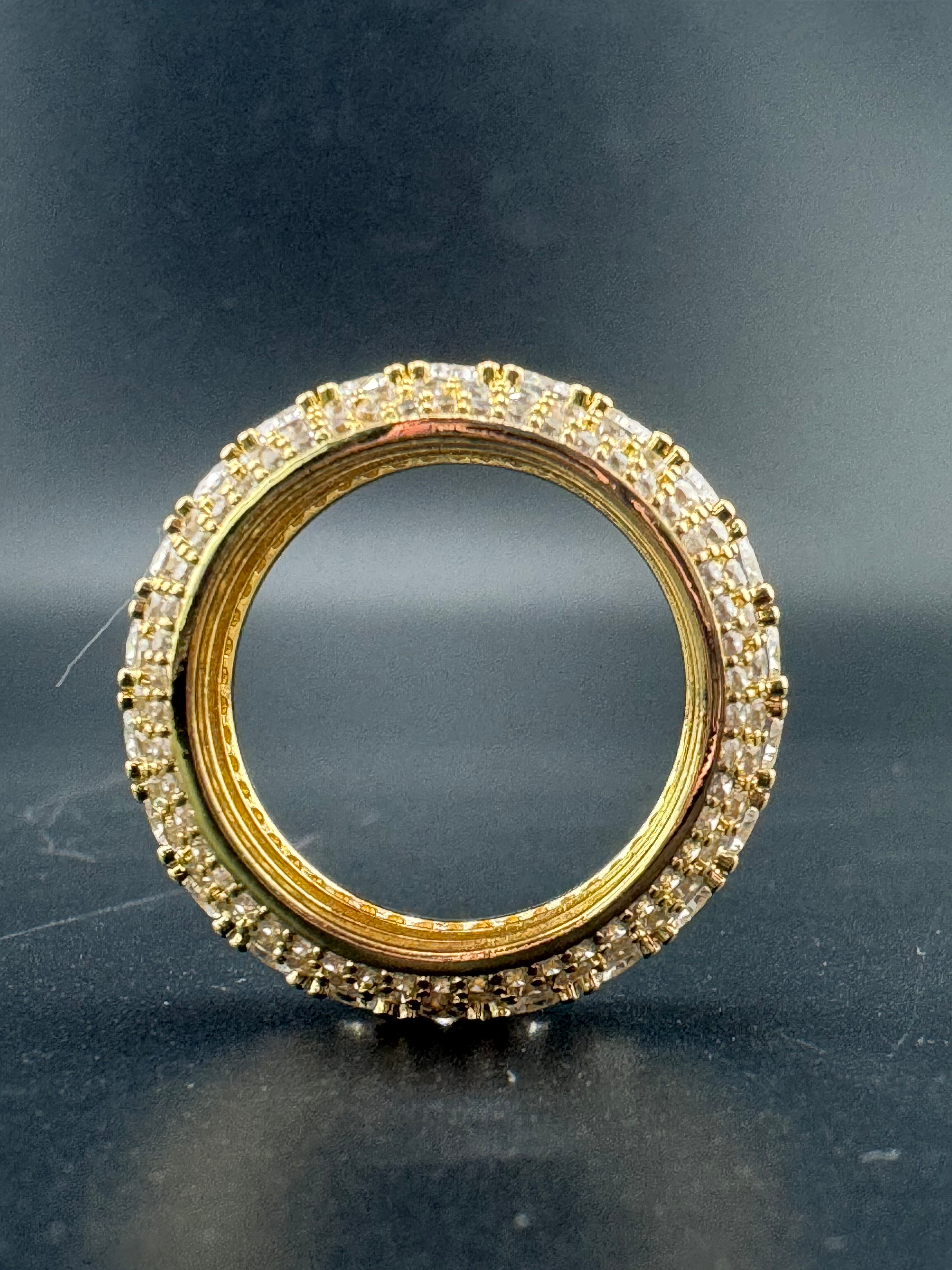 Gold Plated Stainless Steel Fully Encrusted CZ Ring – Size 10.5