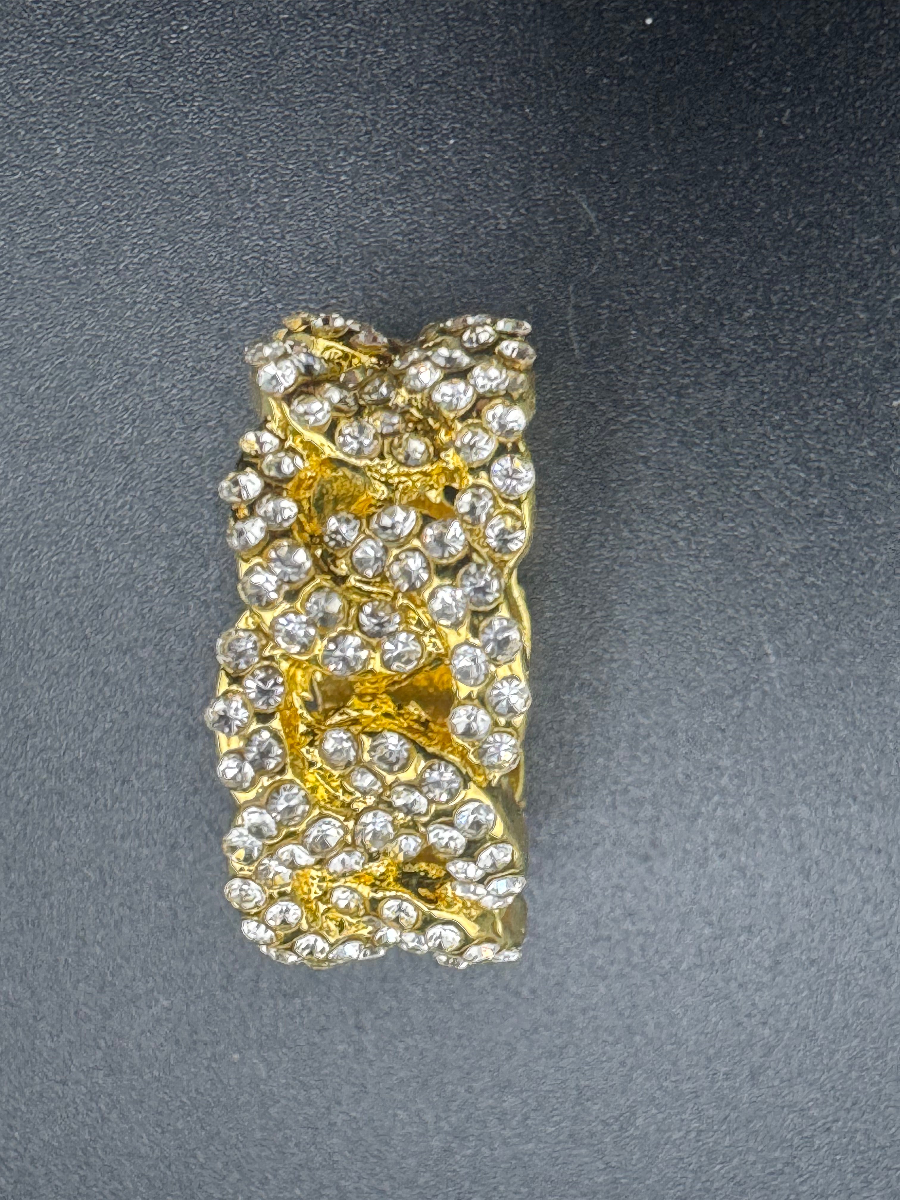 Gold Plated Stainless Steel Fully Encrusted CZ Chain Link Ring – 11.14mm, Size 10.5