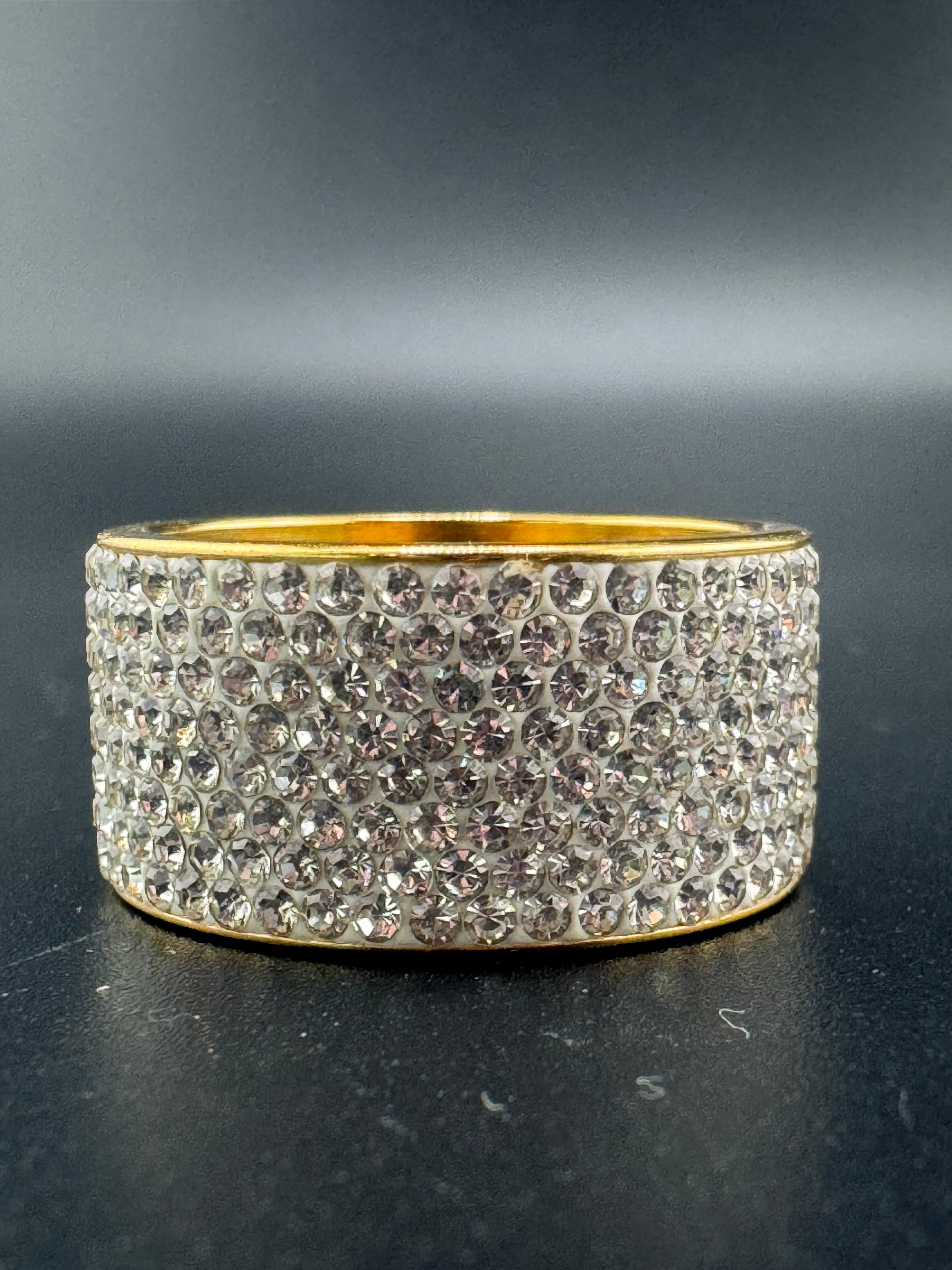 Gold Plated Stainless Steel Fully Encrusted CZ Diamond Ring – 12mm, Size 11.25