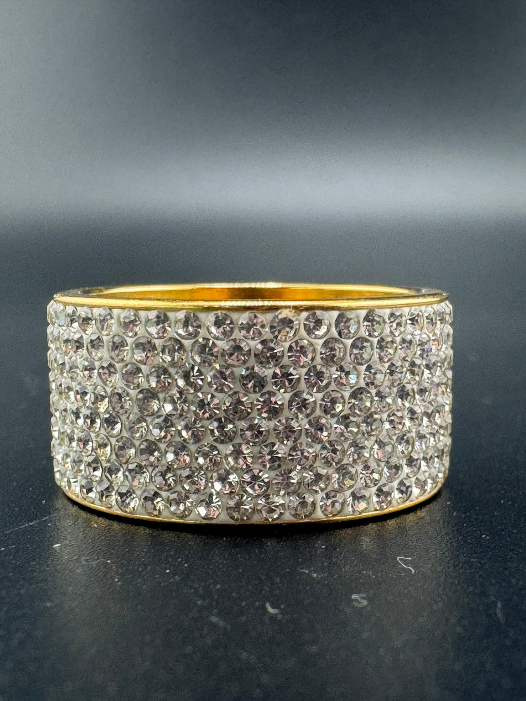 Gold Plated Stainless Steel Fully Encrusted CZ Diamond Ring – 12mm, Size 11.25