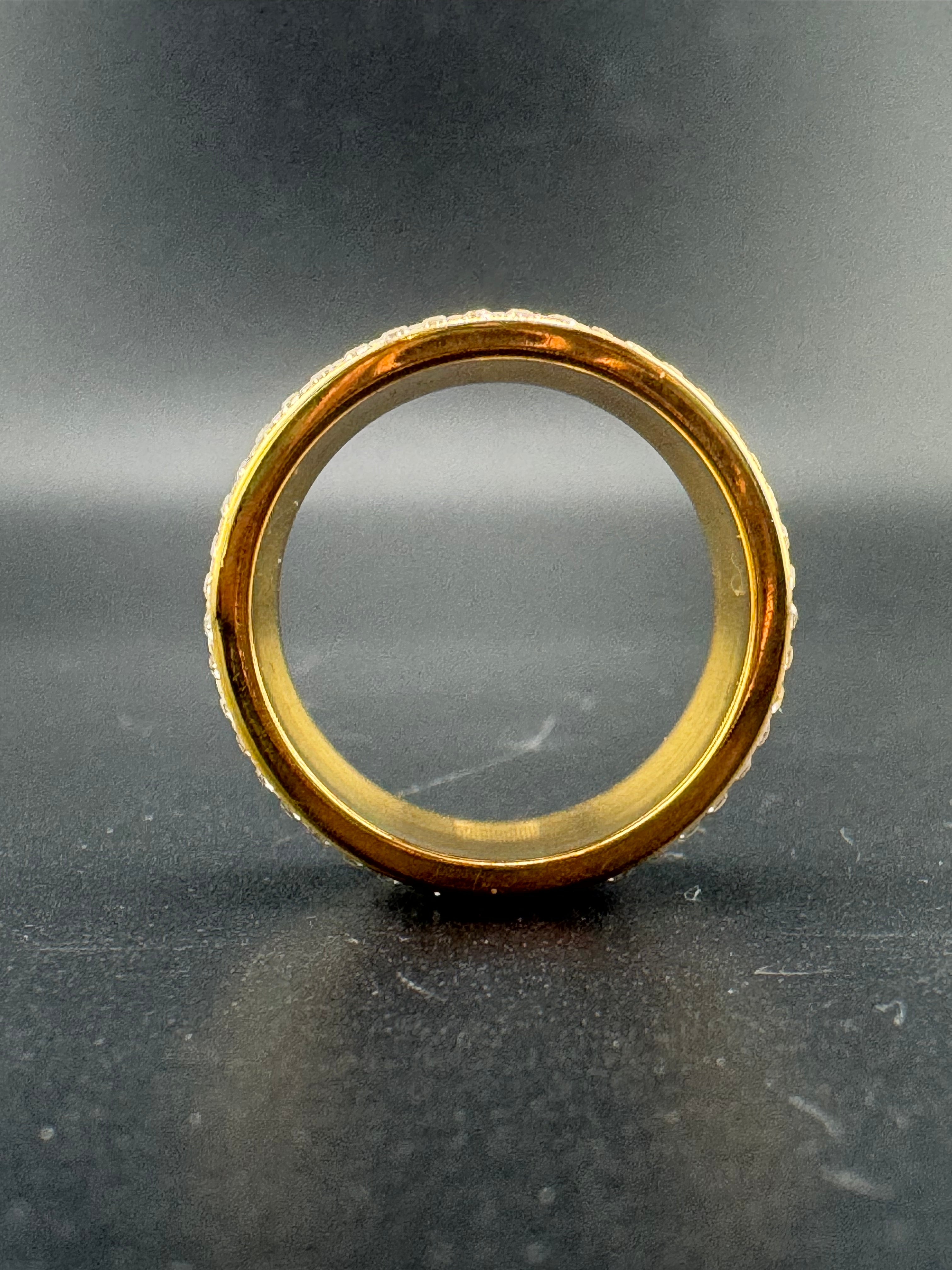 Gold Plated Stainless Steel Fully Encrusted CZ Diamond Ring – 12mm, Size 11.25