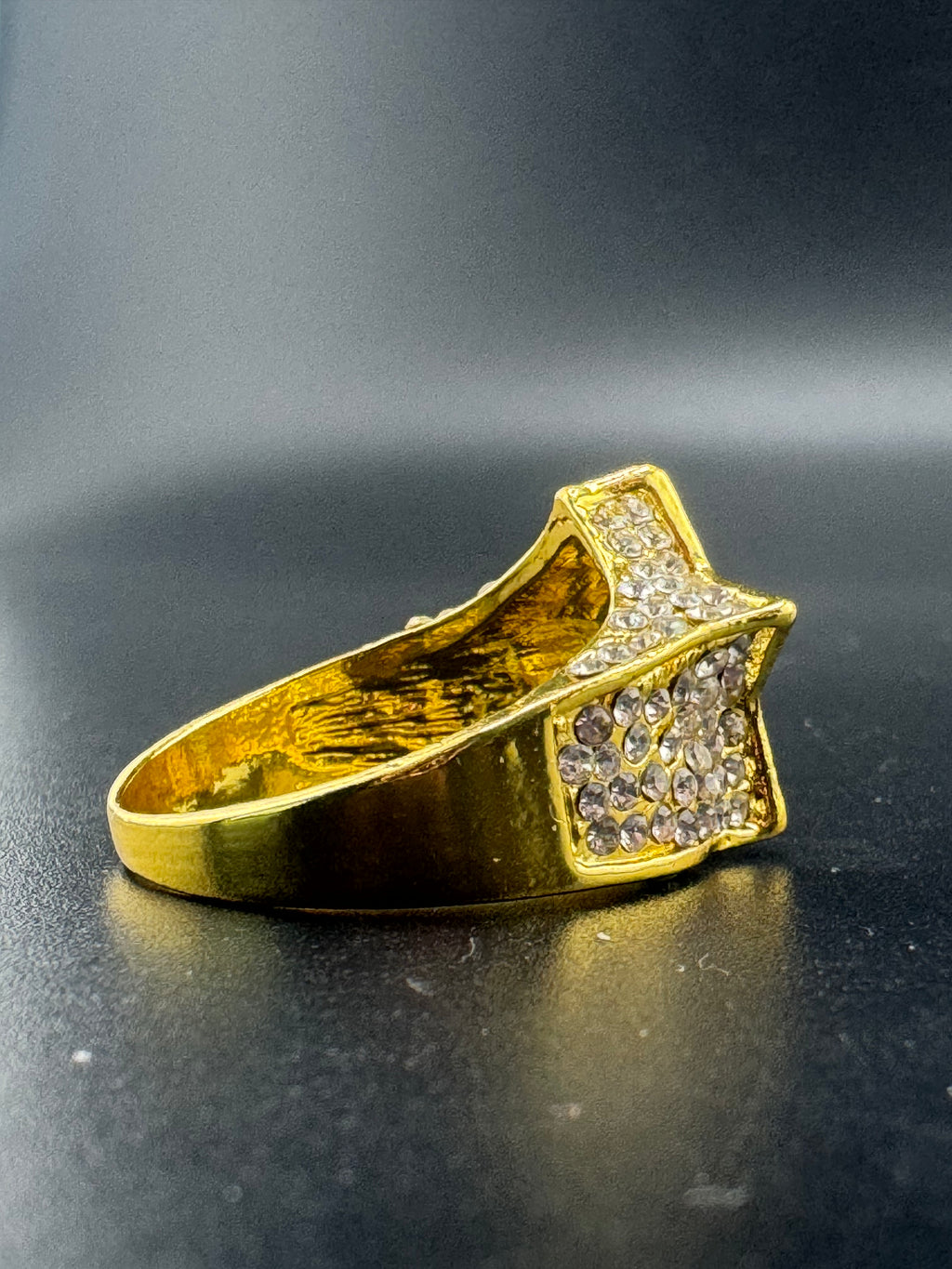 Gold Plated Stainless Steel CZ Diamond Star Ring – Size 10